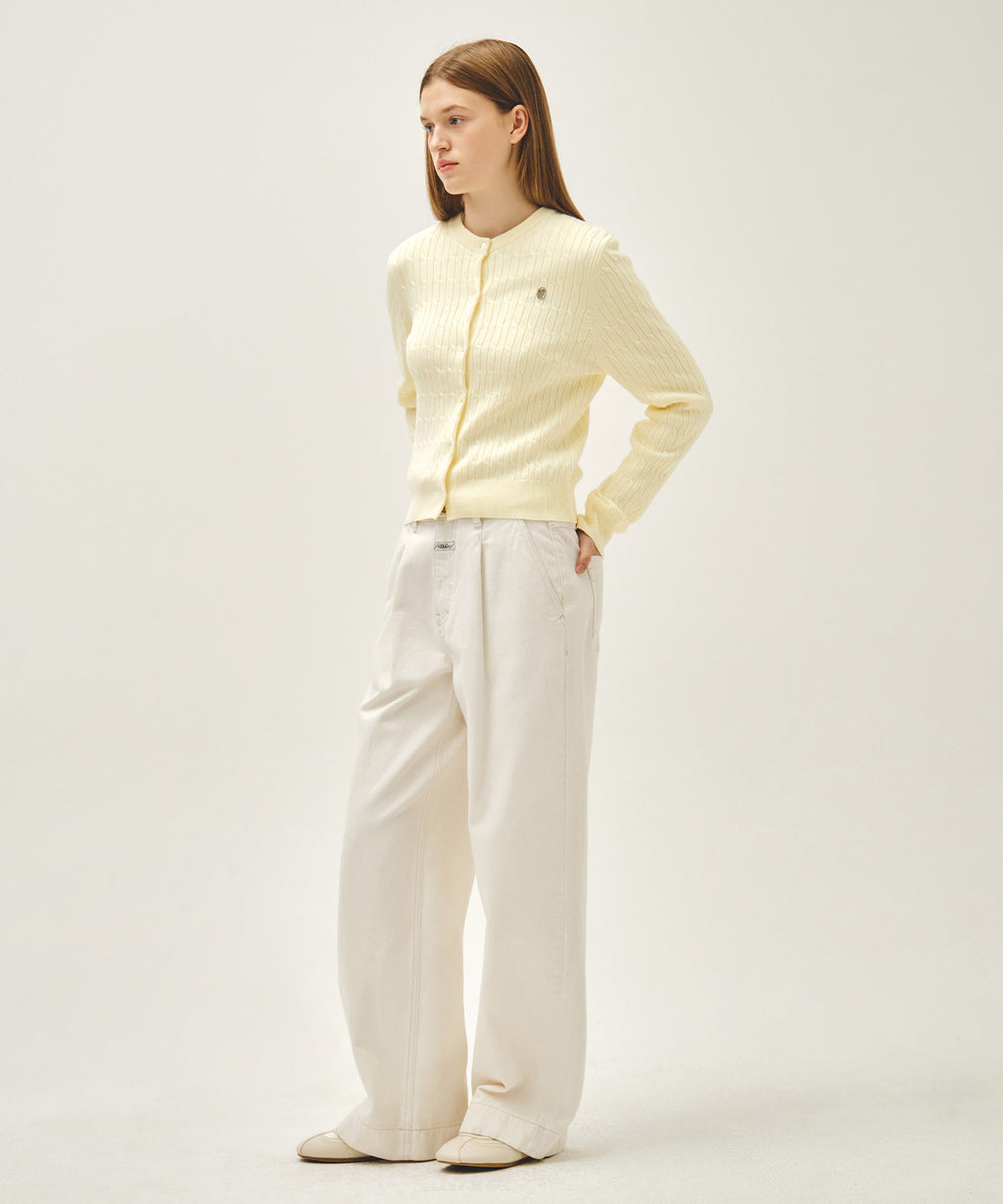 Marithe & Francois Girbaud - Low-waist Tuck Wide Denim Pants (Ecru) product image 6 | TRAB K-Fashion Australia