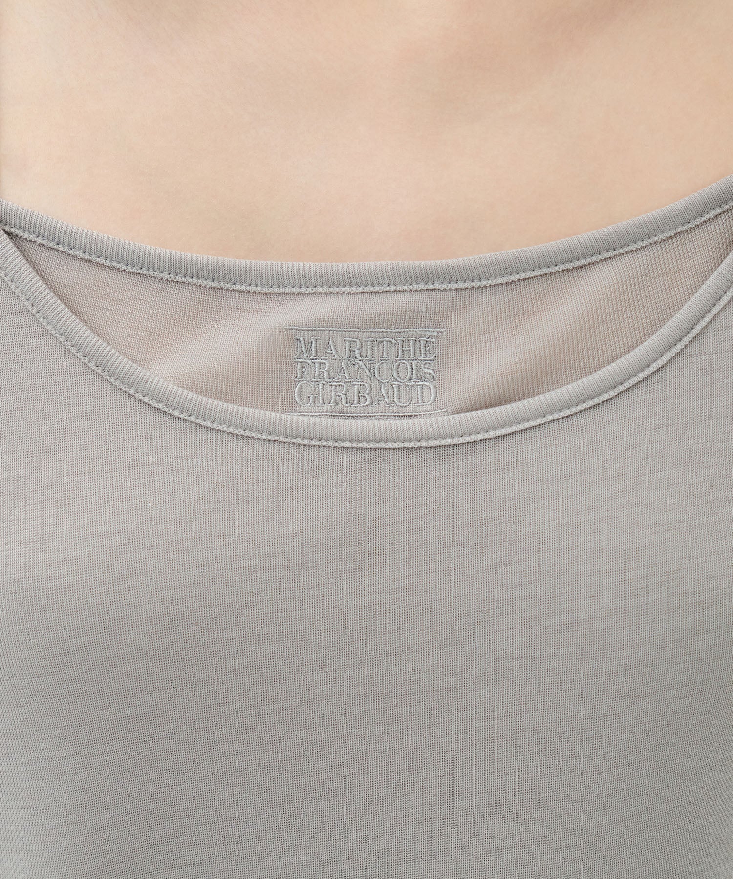 Marithe & Francois Girbaud - Small Classic Logo Sleeveless Layered Slim Crop Tee (Light Gray) product image 4 | TRAB K-Fashion Australia