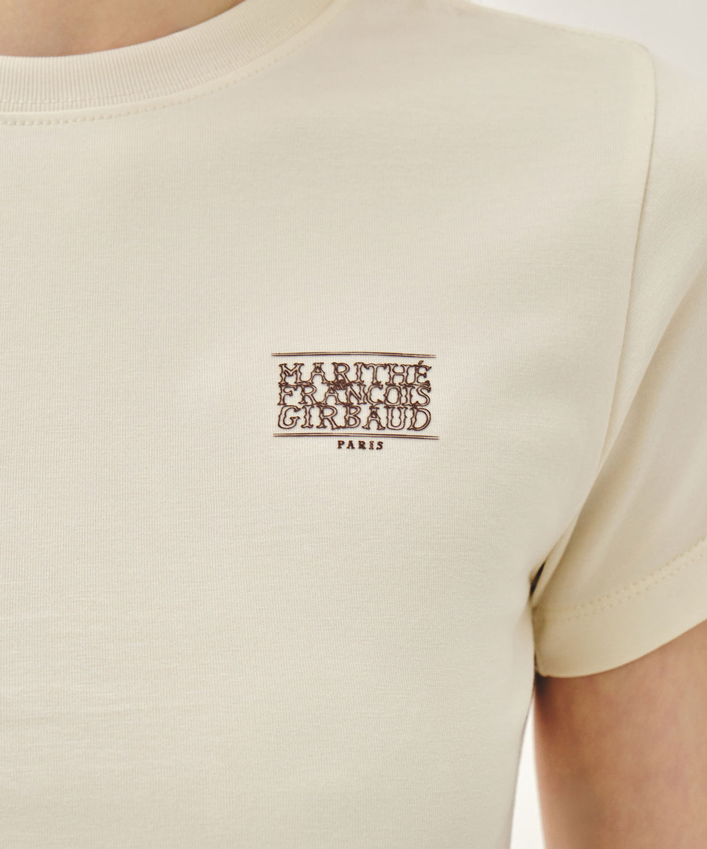 Marithe & Francois Girbaud - Antique Classic Logo Slim Crop Tee (Cream) product image 4 | TRAB K-Fashion Australia