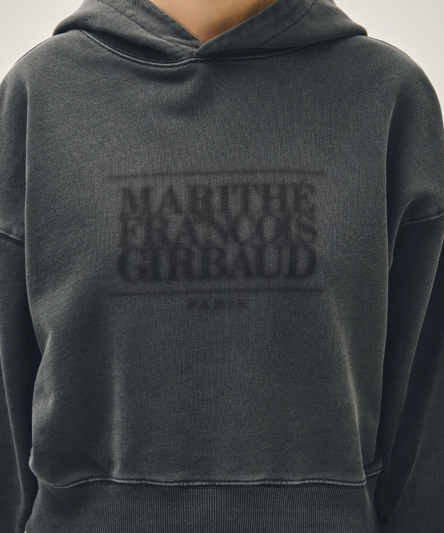 Marithe & Francois Girbaud - Shadow Classic Logo Dyeing Crop Hoodie (Charcoal) product image 4 | TRAB K-Fashion Australia