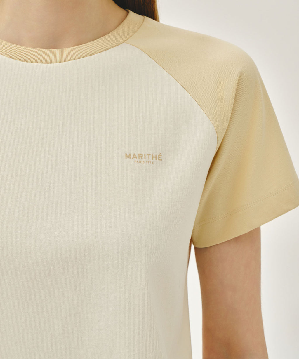 Marithe & Francois Girbaud - Small Regular Logo Raglan Crop Tee (Butter) product image 4 | TRAB K-Fashion Australia