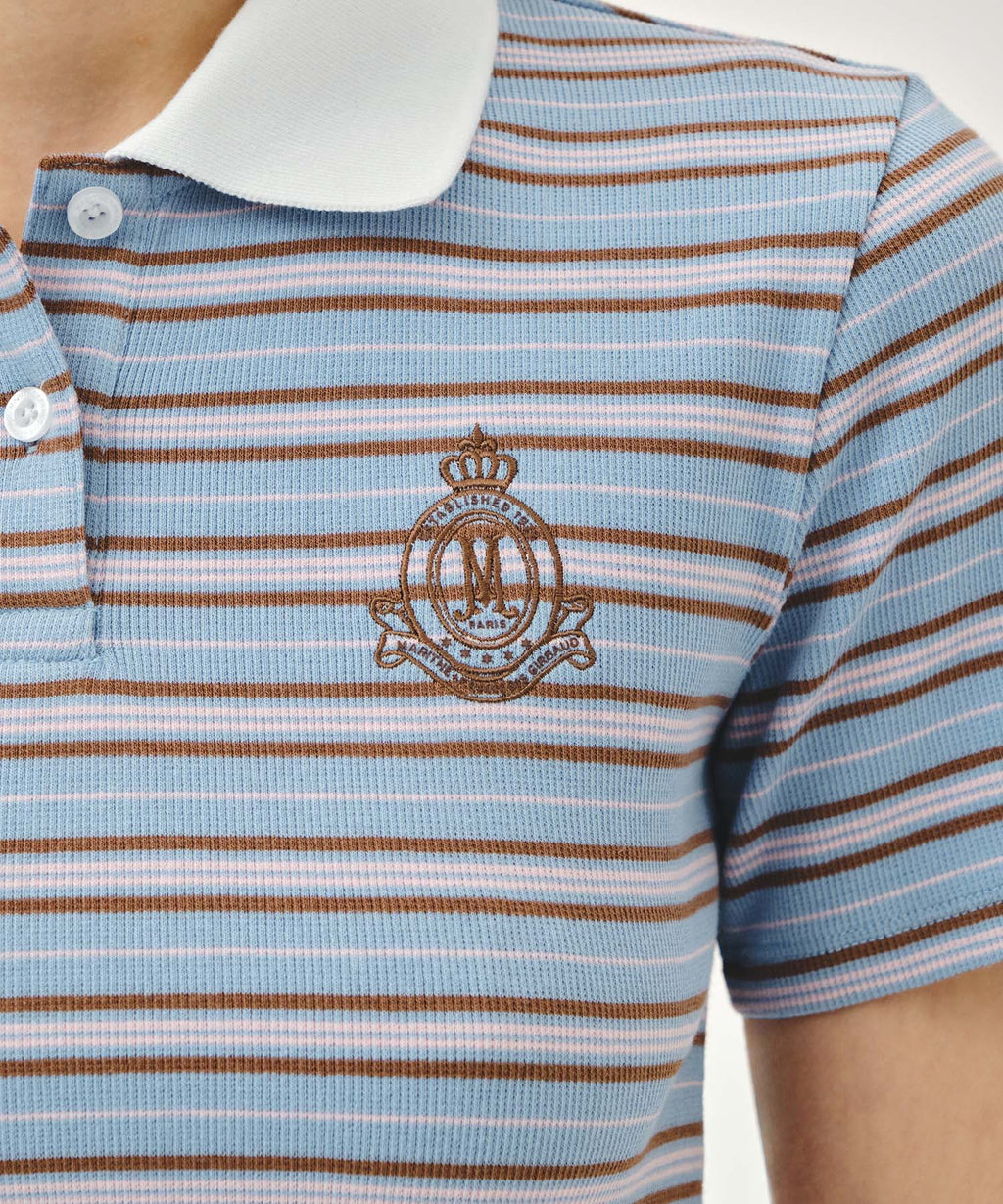 Marithe & Francois Girbaud - Stripe Slim Crop Collar Tee (Light Blue) product image 4 | TRAB K-Fashion Australia