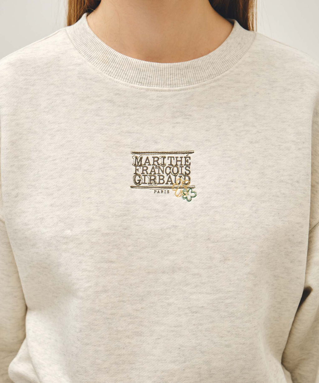 Marithe & Francois Girbaud - Flower Classic Logo Crop Sweatshirt (Oatmeal) product image 4 | TRAB K-Fashion Australia