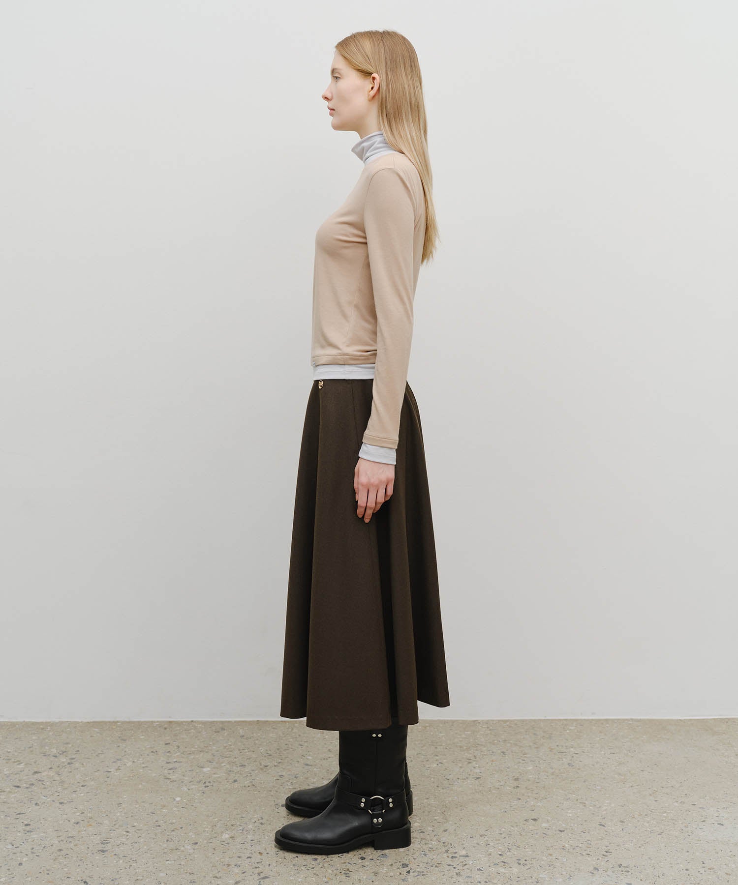 Marithe & Francois Girbaud - Long Flare Skirt (Brown) product image 4 | TRAB K-Fashion Australia