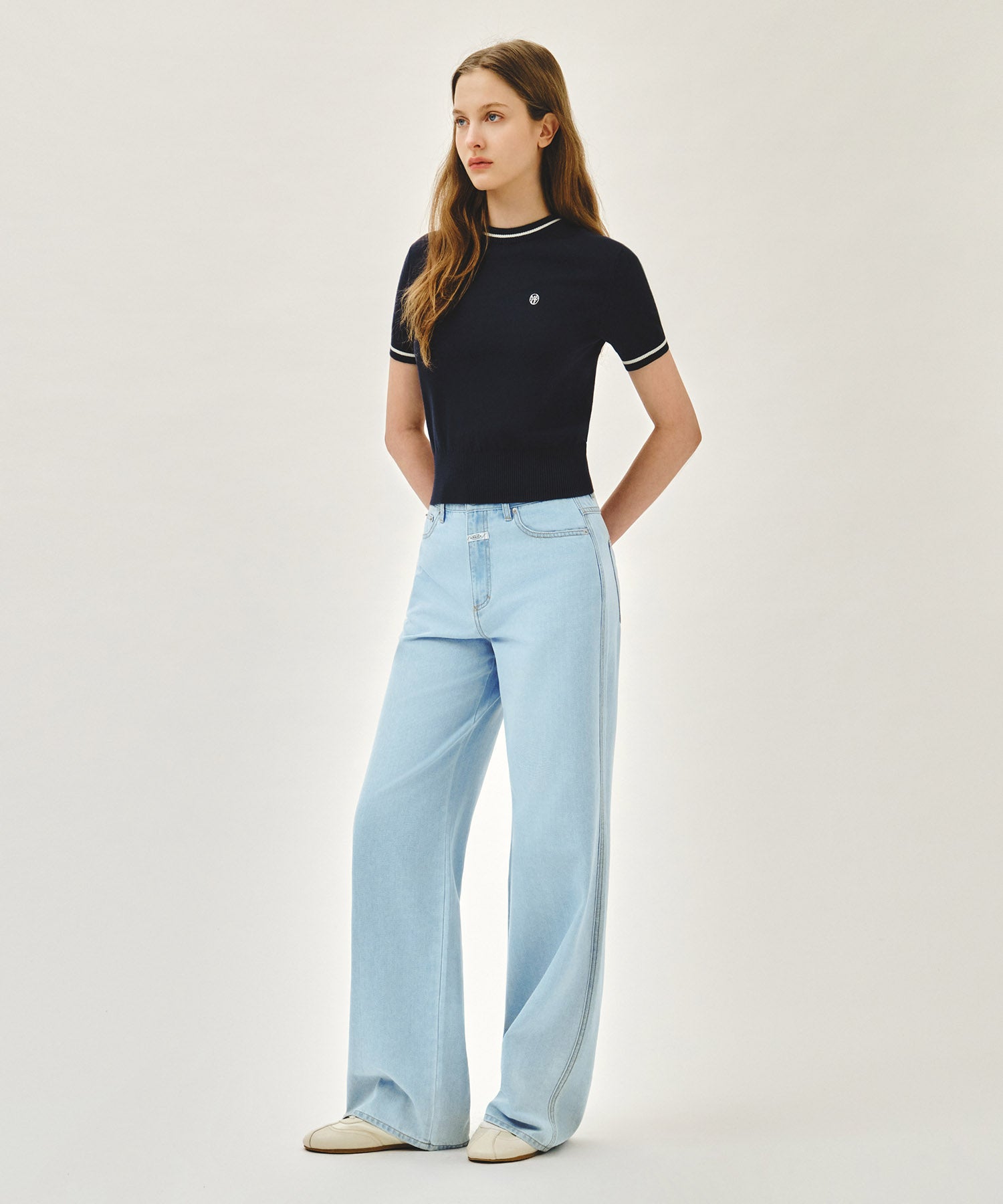 Marithe & Francois Girbaud - Summer Semi Wide Denim Pants (Light Blue) product image 7 | TRAB K-Fashion Australia