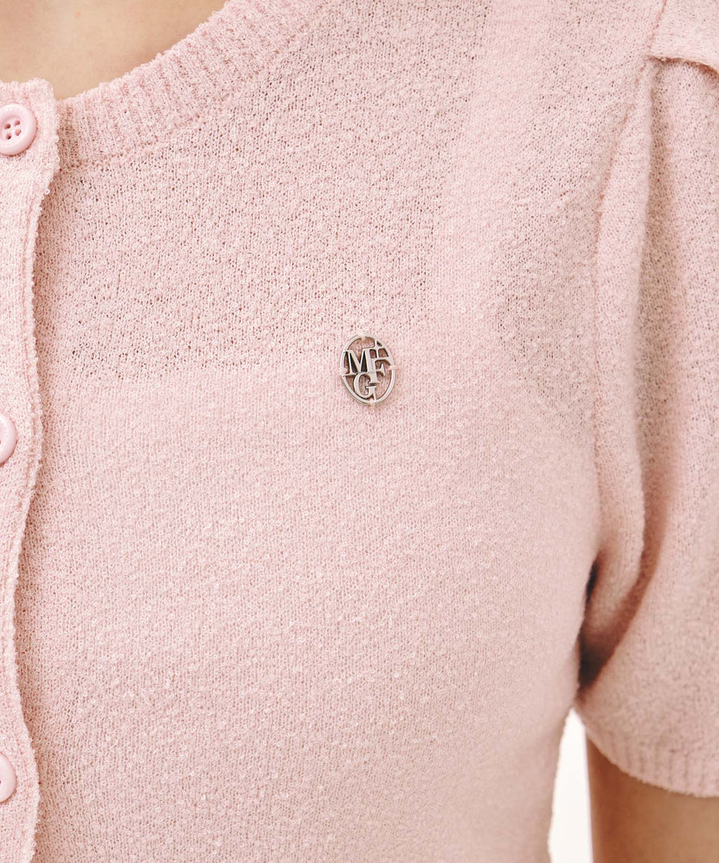 Marithe & Francois Girbaud - Puff Sleeve Half Knit Cardigan (Pink) product image 4 | TRAB K-Fashion Australia