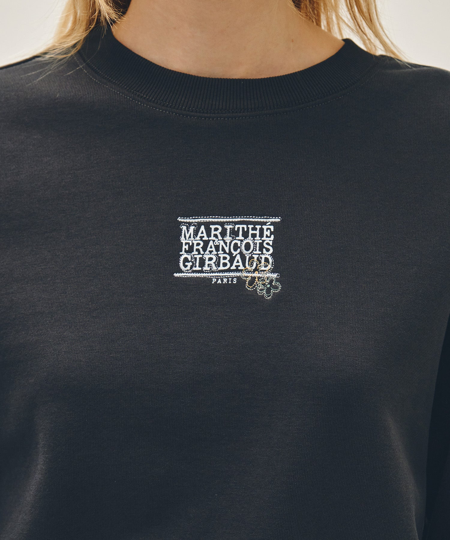 Marithe & Francois Girbaud - Flower Classic Logo Crop Sweatshirt (Charcoal) product image 4 | TRAB K-Fashion Australia