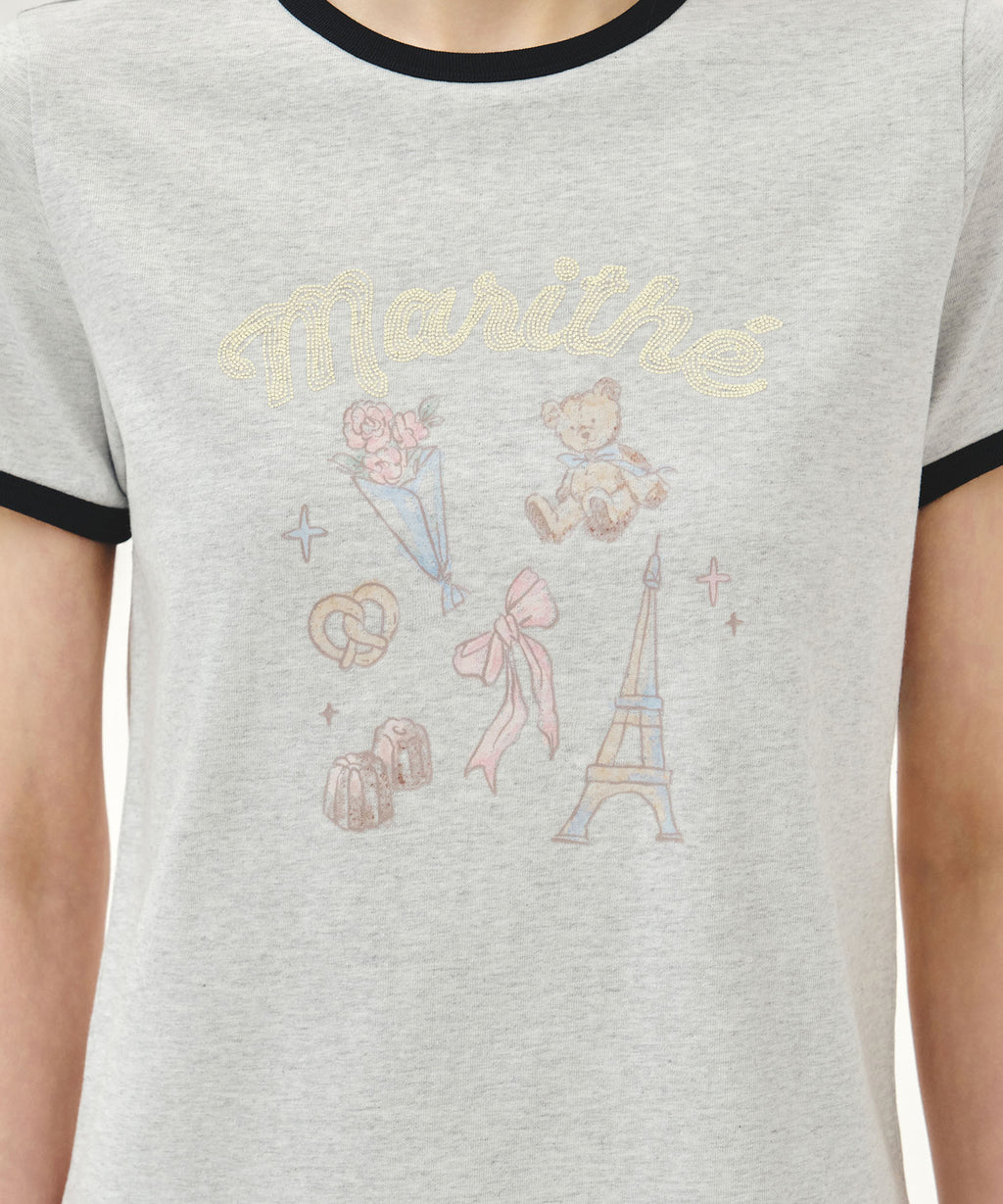 Marithe & Francois Girbaud - Paris Graphic Ringer Tee (Light Heather Gray) product image 4 | TRAB K-Fashion Australia