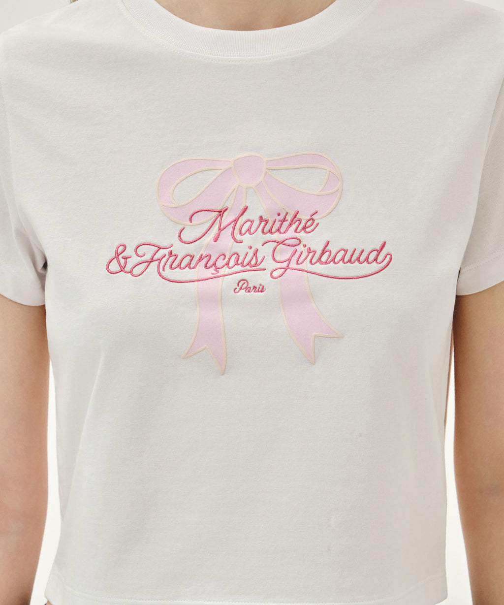 Marithe & Francois Girbaud - Sorona Cool Ribbon Graphic Crop Tee (White) product image 4 | TRAB K-Fashion Australia