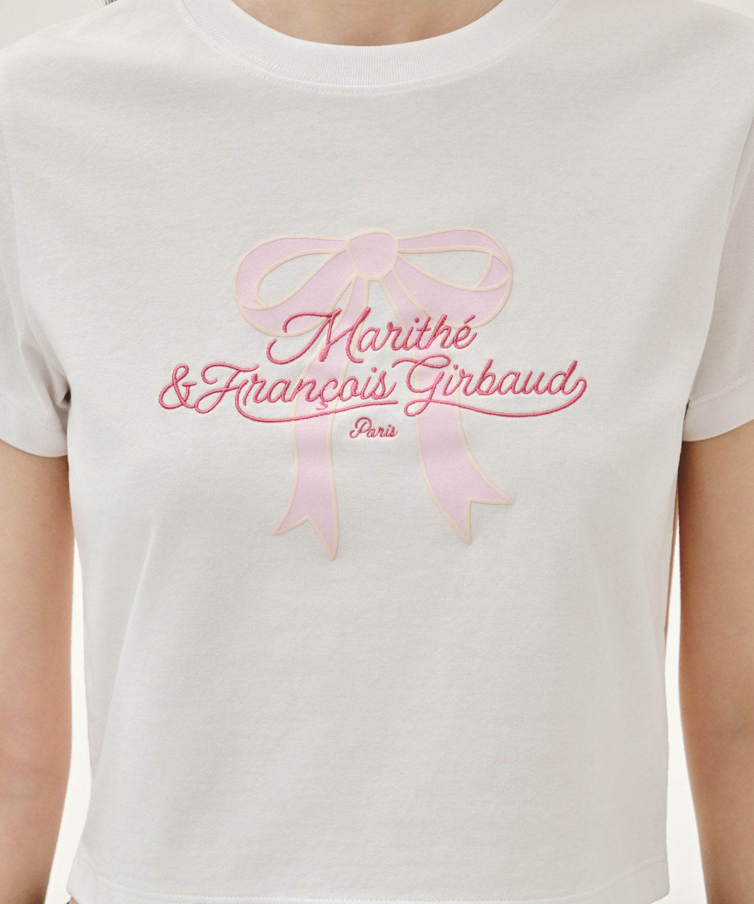 Marithe & Francois Girbaud - Sorona Cool Ribbon Graphic Crop Tee (White) product image 4 | TRAB K-Fashion Australia