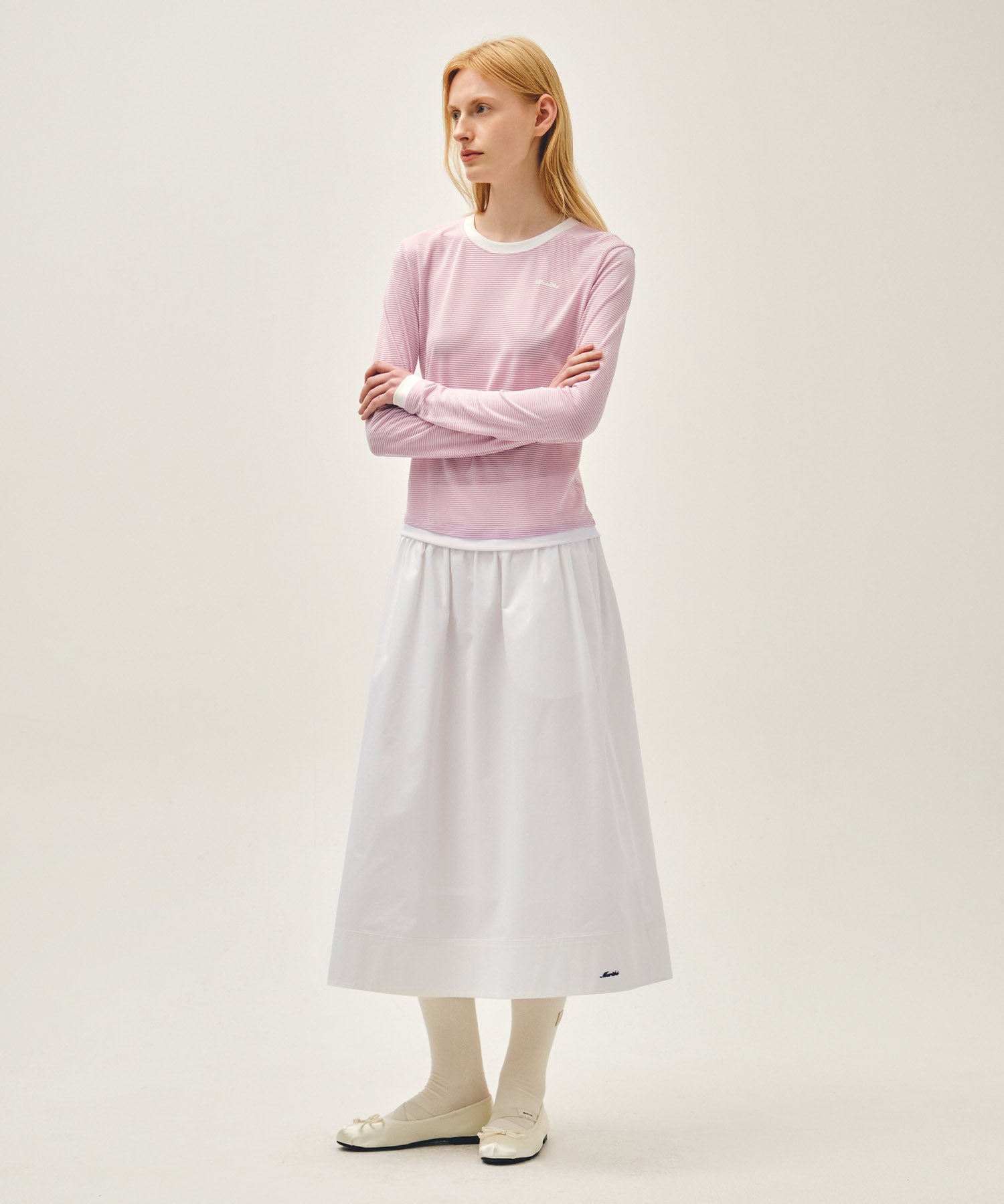 Marithe & Francois Girbaud - Cotton Waist Wrinkle Skirt (White) product image 4 | TRAB K-Fashion Australia