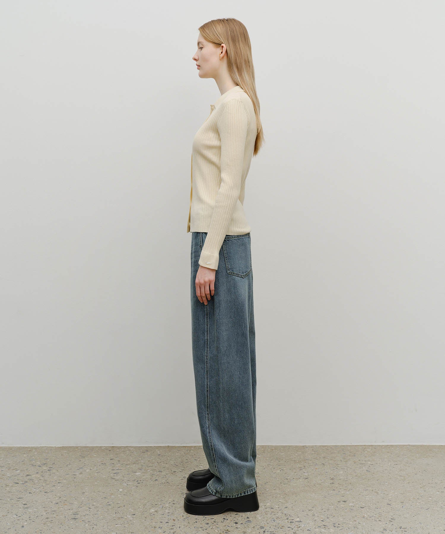 Marithe & Francois Girbaud - Wide Balloon Fit Denim Pants (Ash Blue) product image 4 | TRAB K-Fashion Australia