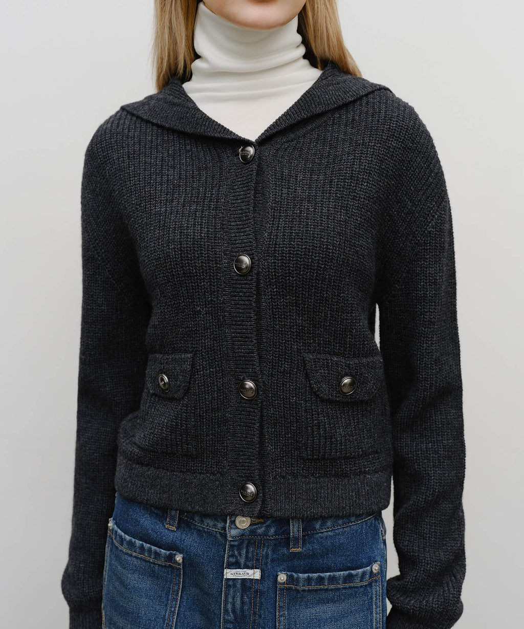 Marithe & Francois Girbaud - Sailor Rib Knit Cardigan (Dark Heather Gray) product image 4 | TRAB K-Fashion Australia