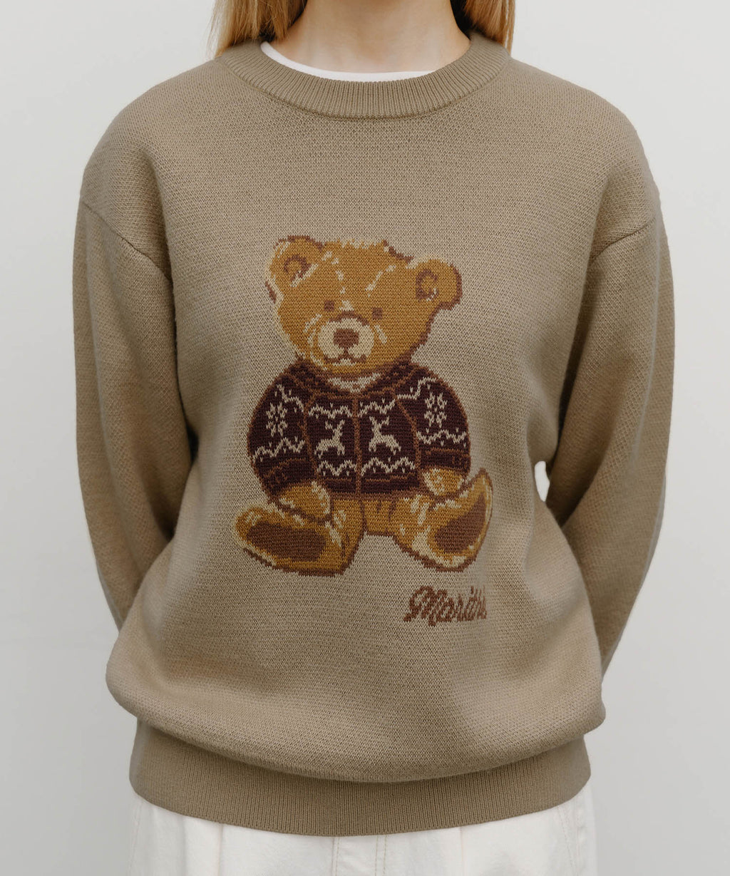 Marithe & Francois Girbaud - Doodle Bear Knit Pullover (Beige) product image 4 | TRAB K-Fashion Australia