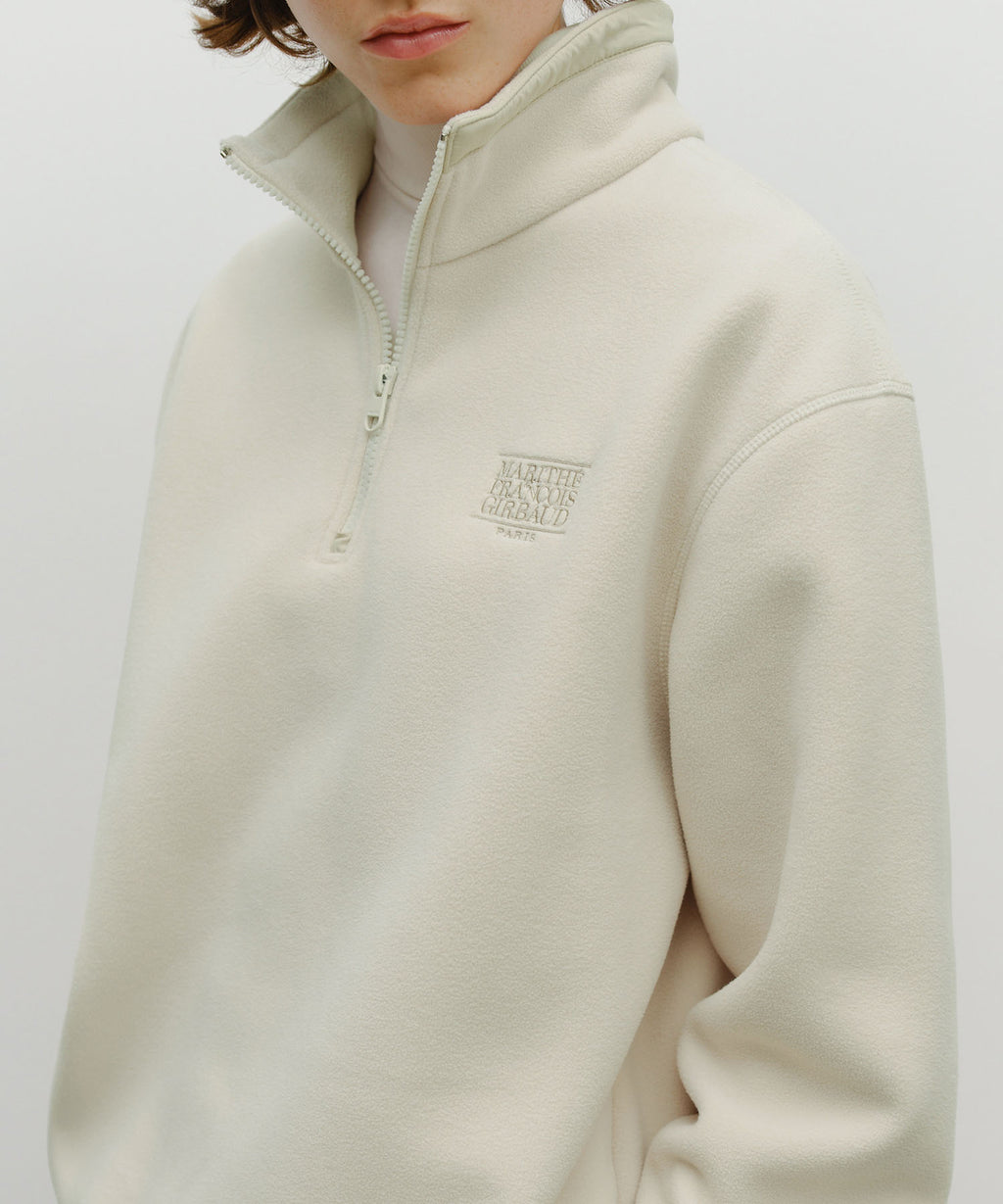Marithe & Francois Girbaud - Classic Logo Half Neck Fleece Sweatshirt (Ivory) product image 4 | TRAB K-Fashion Australia