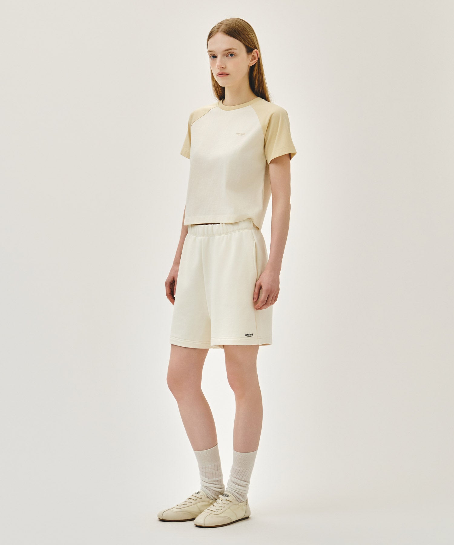 Marithe & Francois Girbaud - Regular Logo Sweat Shorts (Ivory) product image 4 | TRAB K-Fashion Australia