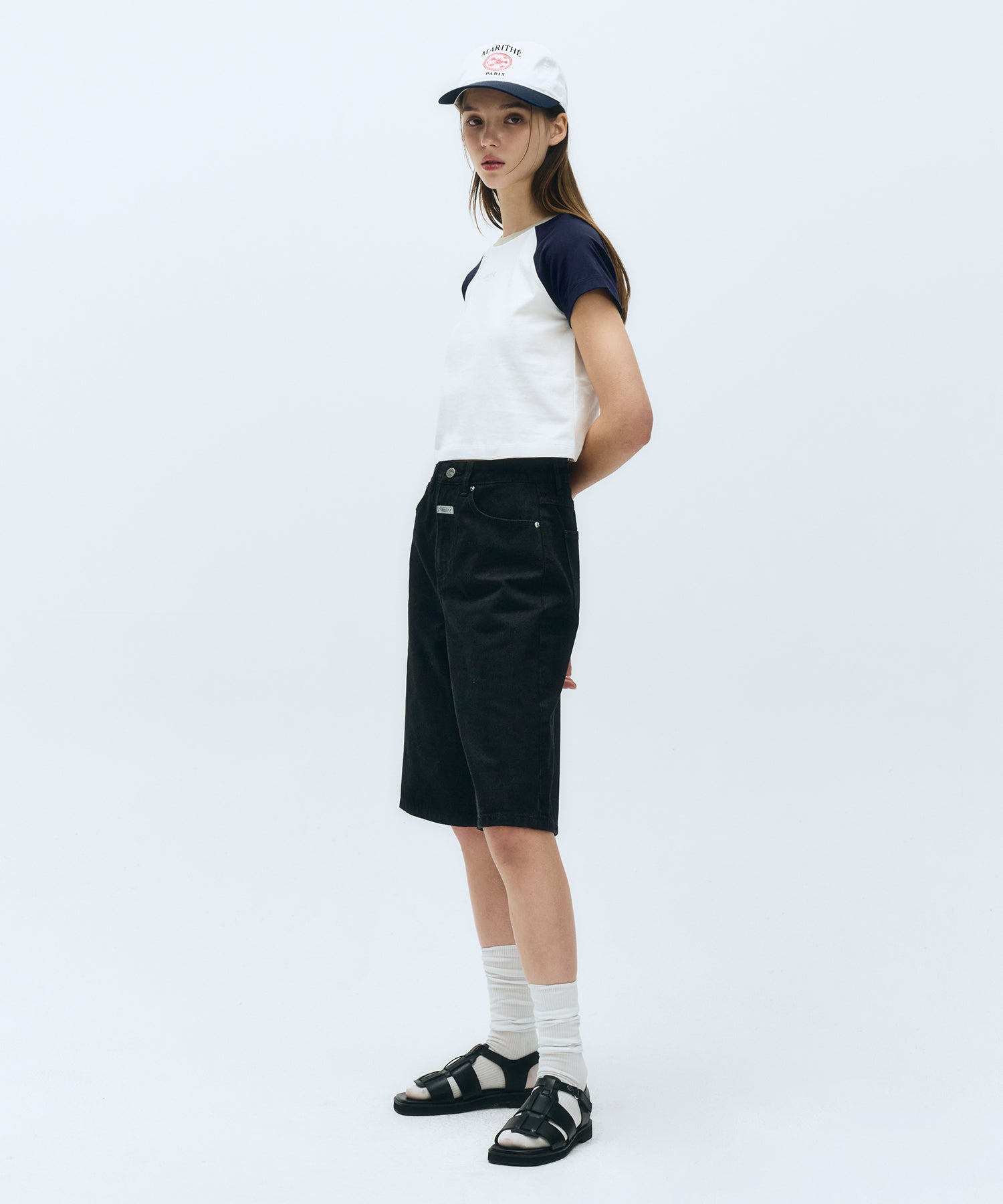 Marithe & Francois Girbaud - Long Bermuda Denim Pants (Black) product image 4 | TRAB K-Fashion Australia
