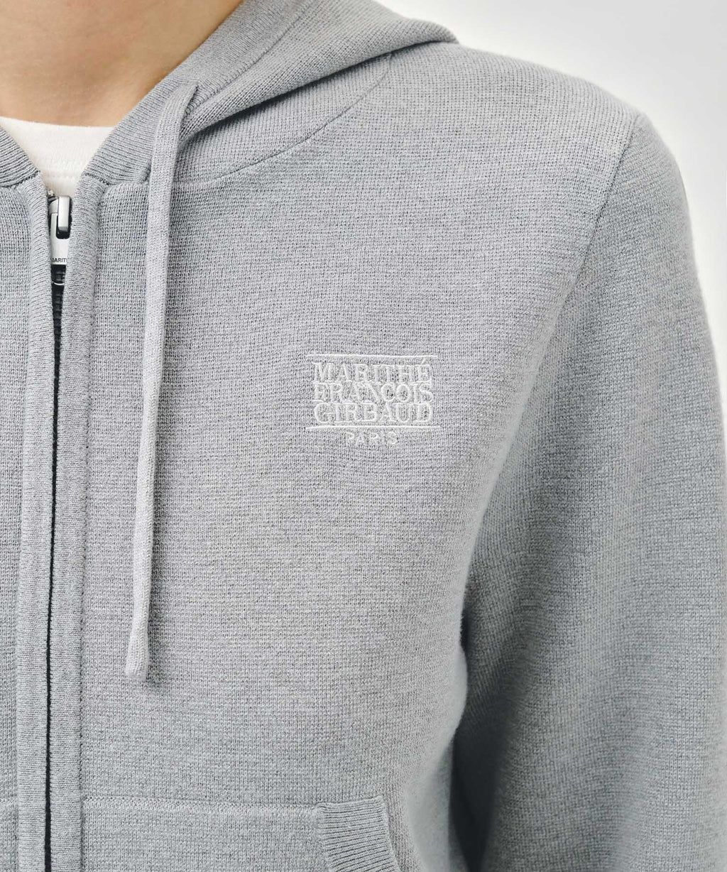 Marithe & Francois Girbaud - Small Classic Logo Crop Knit Hoodie Zipup (Heather Gray) product image 4 | TRAB K-Fashion Australia