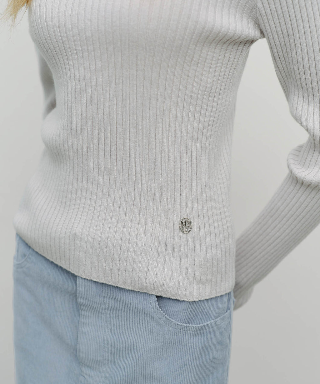 Marithe & Francois Girbaud - Balaclava Hoodie Slim Knit (Light Gray) product image 4 | TRAB K-Fashion Australia
