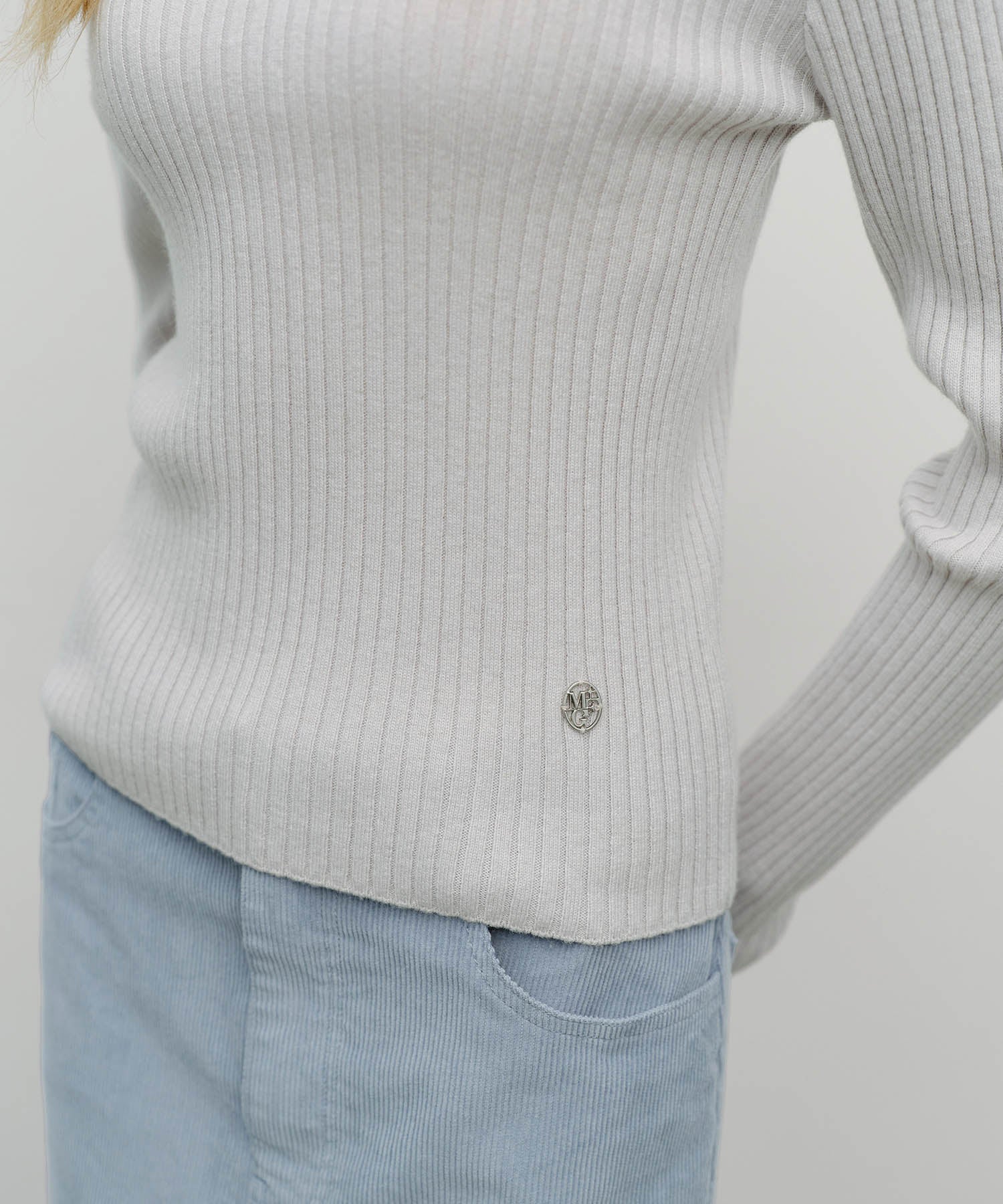 Marithe & Francois Girbaud - Balaclava Hoodie Slim Knit (Light Gray) product image 4 | TRAB K-Fashion Australia