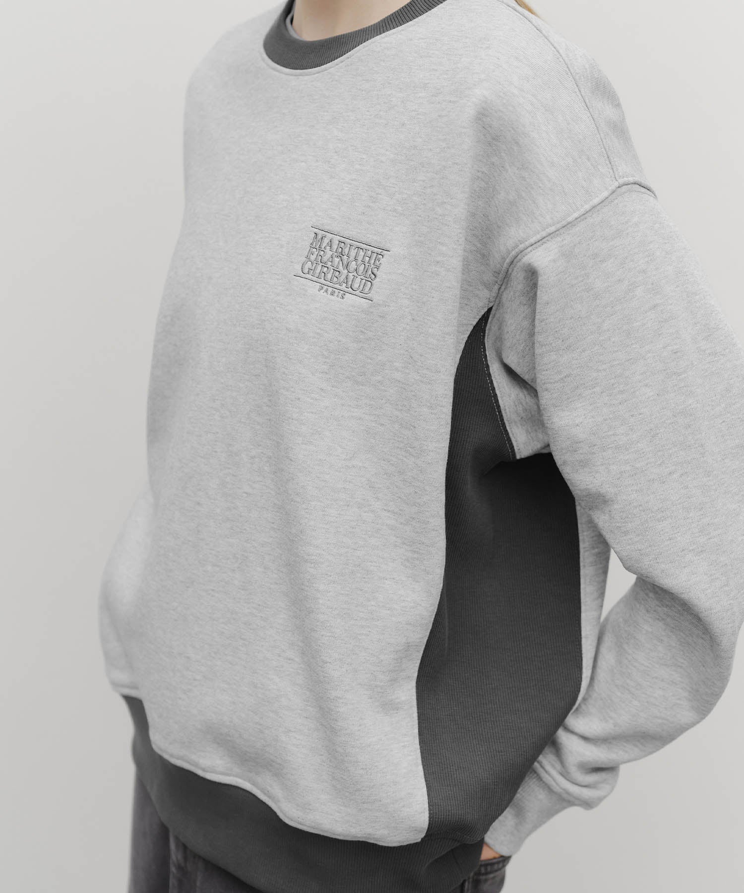 Marithe & Francois Girbaud - Classic Logo Side Color Block Sweatshirt (Heather Gray) product image 4 | TRAB K-Fashion Australia