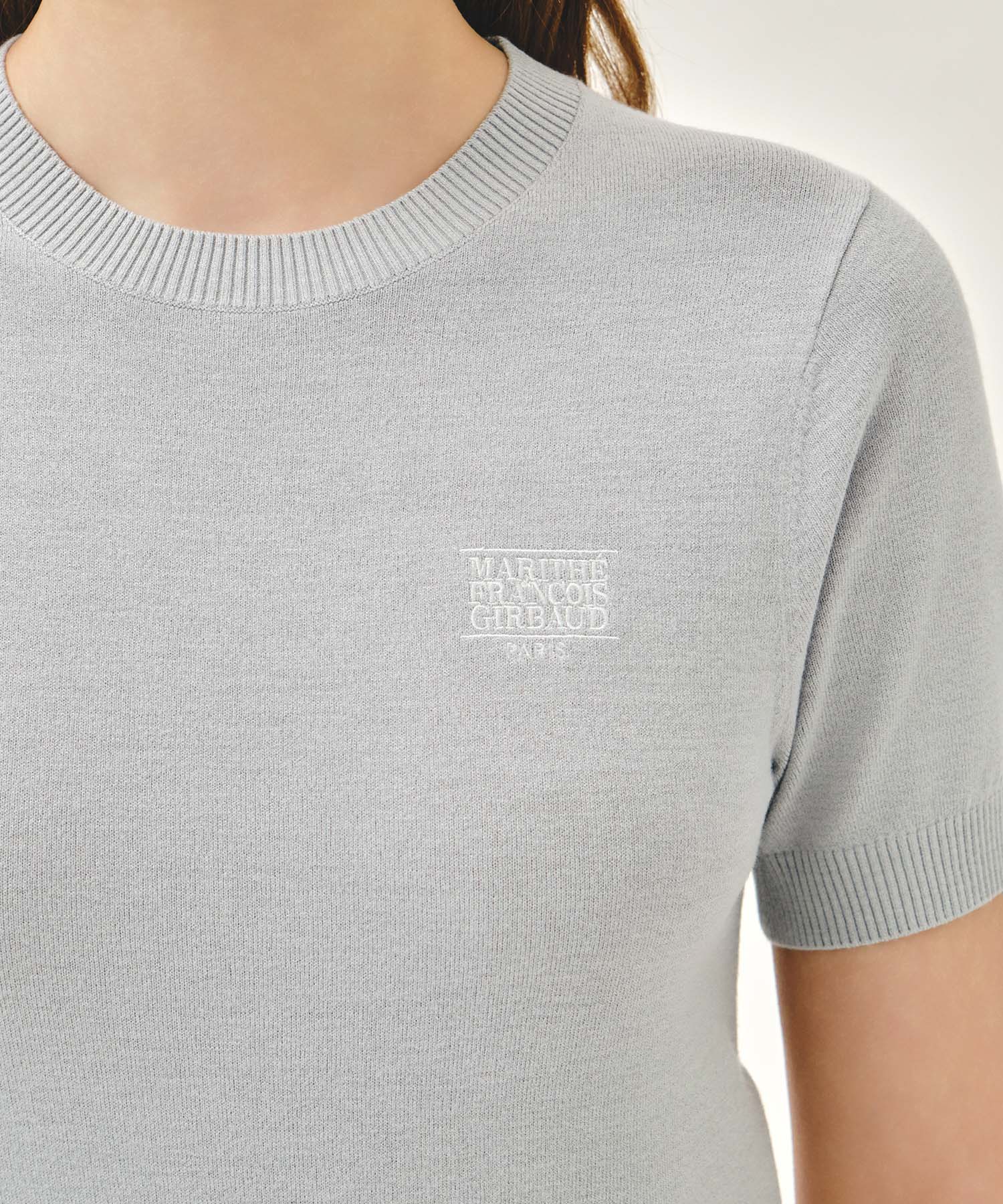 Marithe & Francois Girbaud - Small Classic Logo Half Knit Pullover (Heather Gray) product image 4 | TRAB K-Fashion Australia