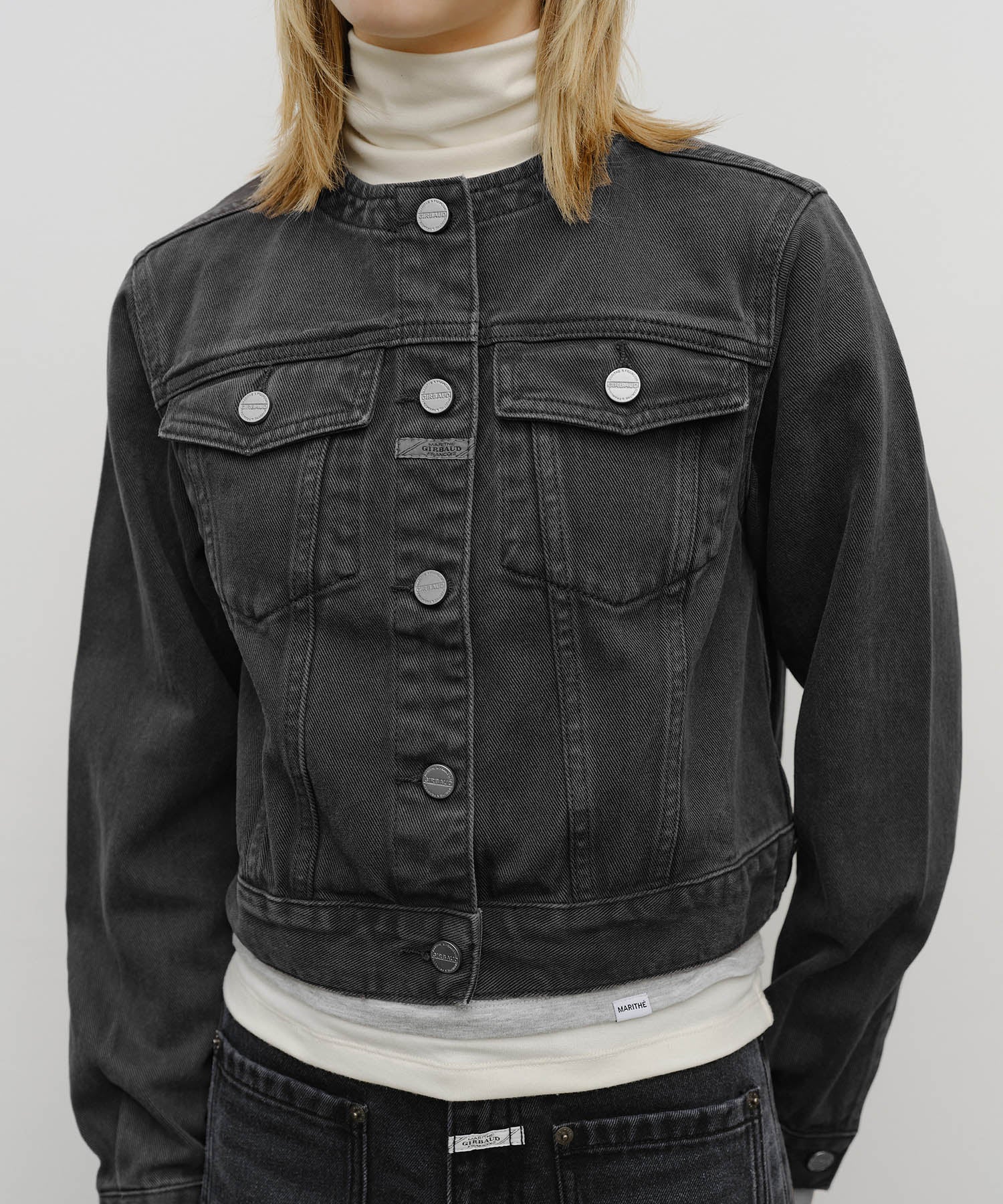 Marithe & Francois Girbaud - Collarless Denim Jacket (Dark Gray) product image 4 | TRAB K-Fashion Australia