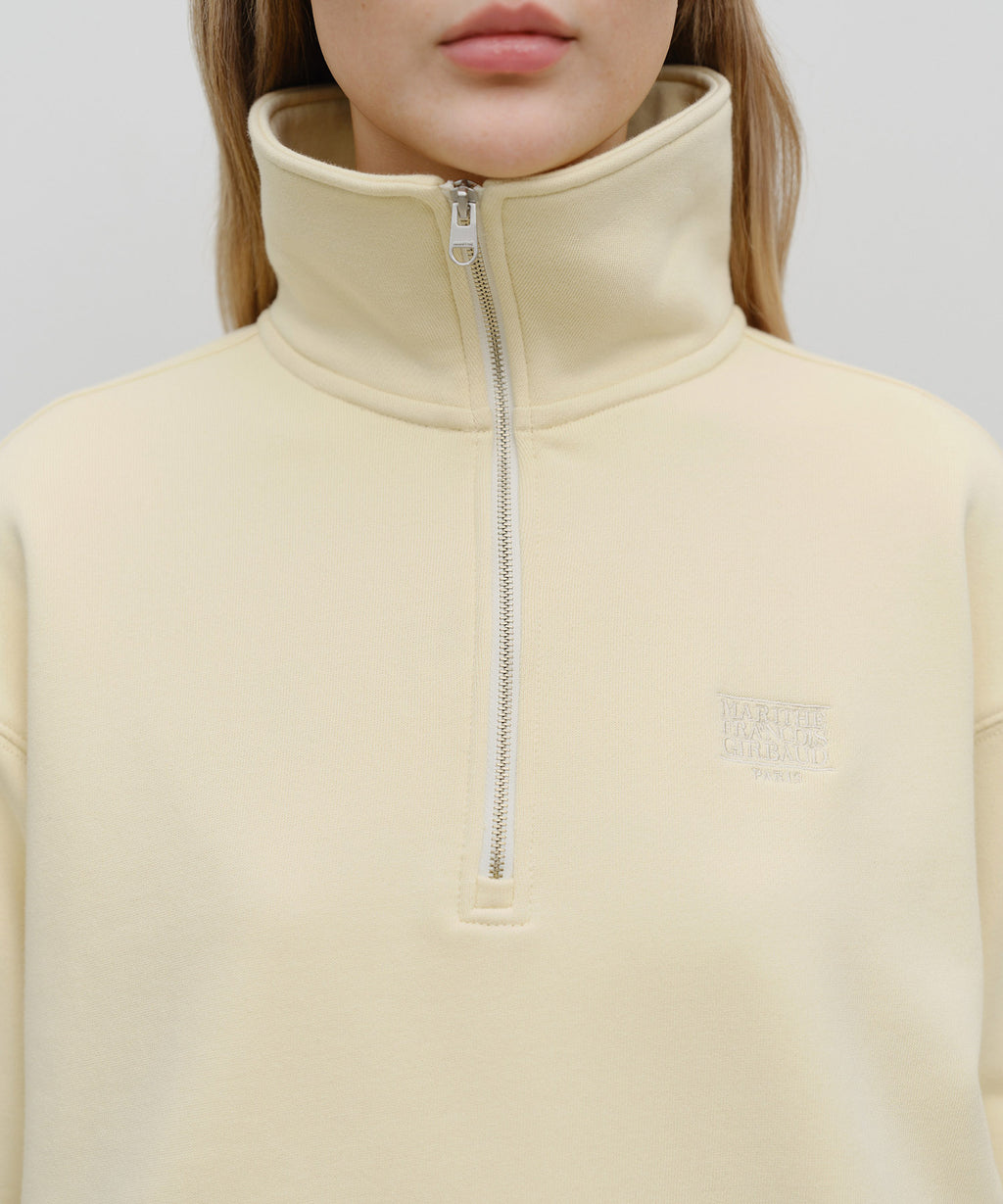 Marithe & Francois Girbaud - Classic Logo Half Zipup Crop Sweatshirt (Light Yellow) product image 4 | TRAB K-Fashion Australia