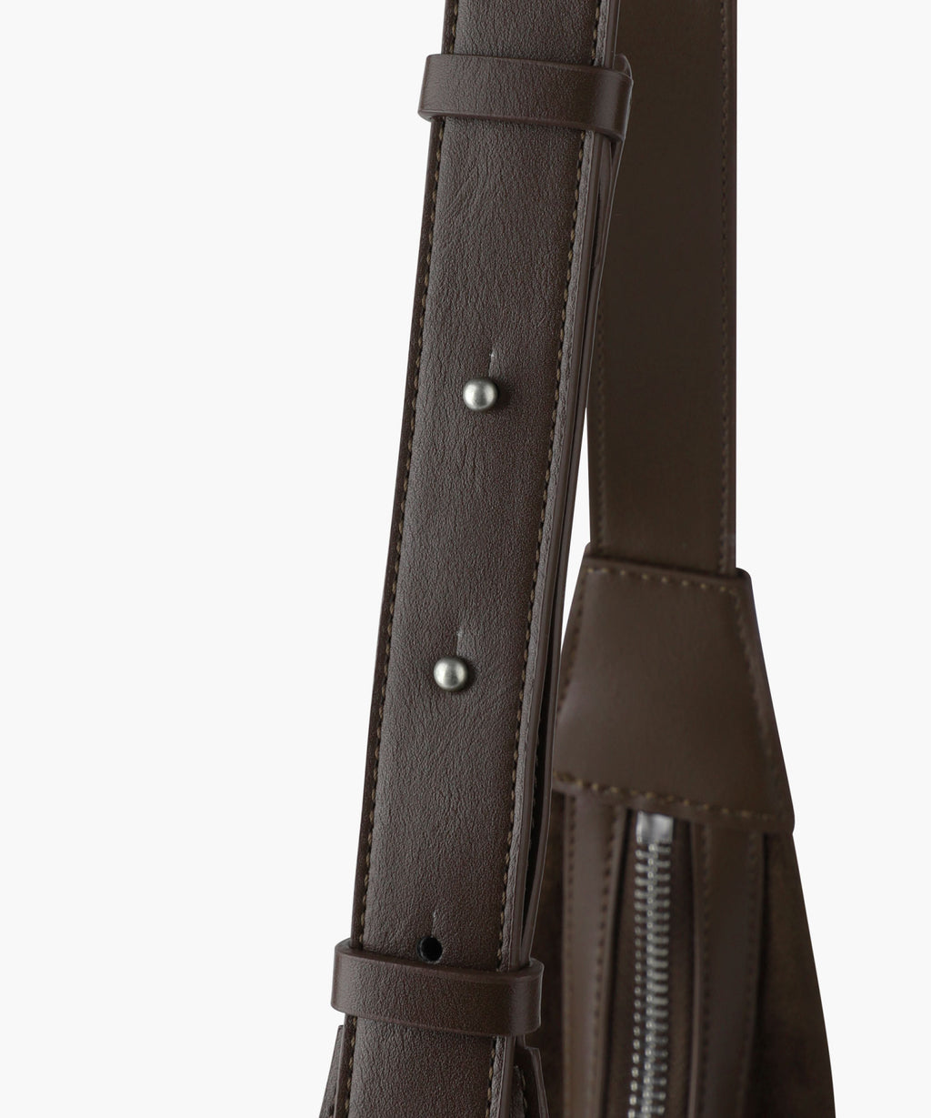 Marithe & Francois Girbaud - Classic Logo Round Suede Shoulder Bag (Brown) product image 4 | TRAB K-Fashion Australia