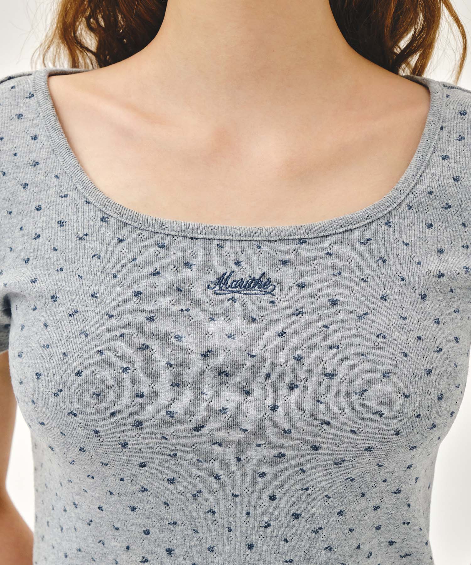 Marithe & Francois Girbaud - Flower Slim Crop Tee (Melange Gray) product image 4 | TRAB K-Fashion Australia