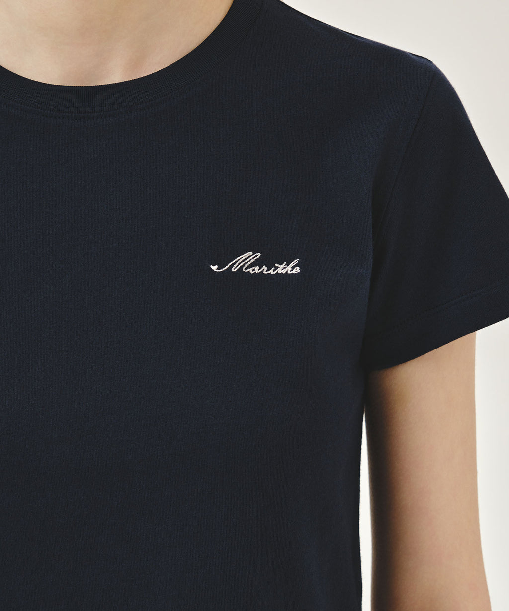 Marithe & Francois Girbaud - Small Lettering Slim Crop Tee (Navy) product image 4 | TRAB K-Fashion Australia
