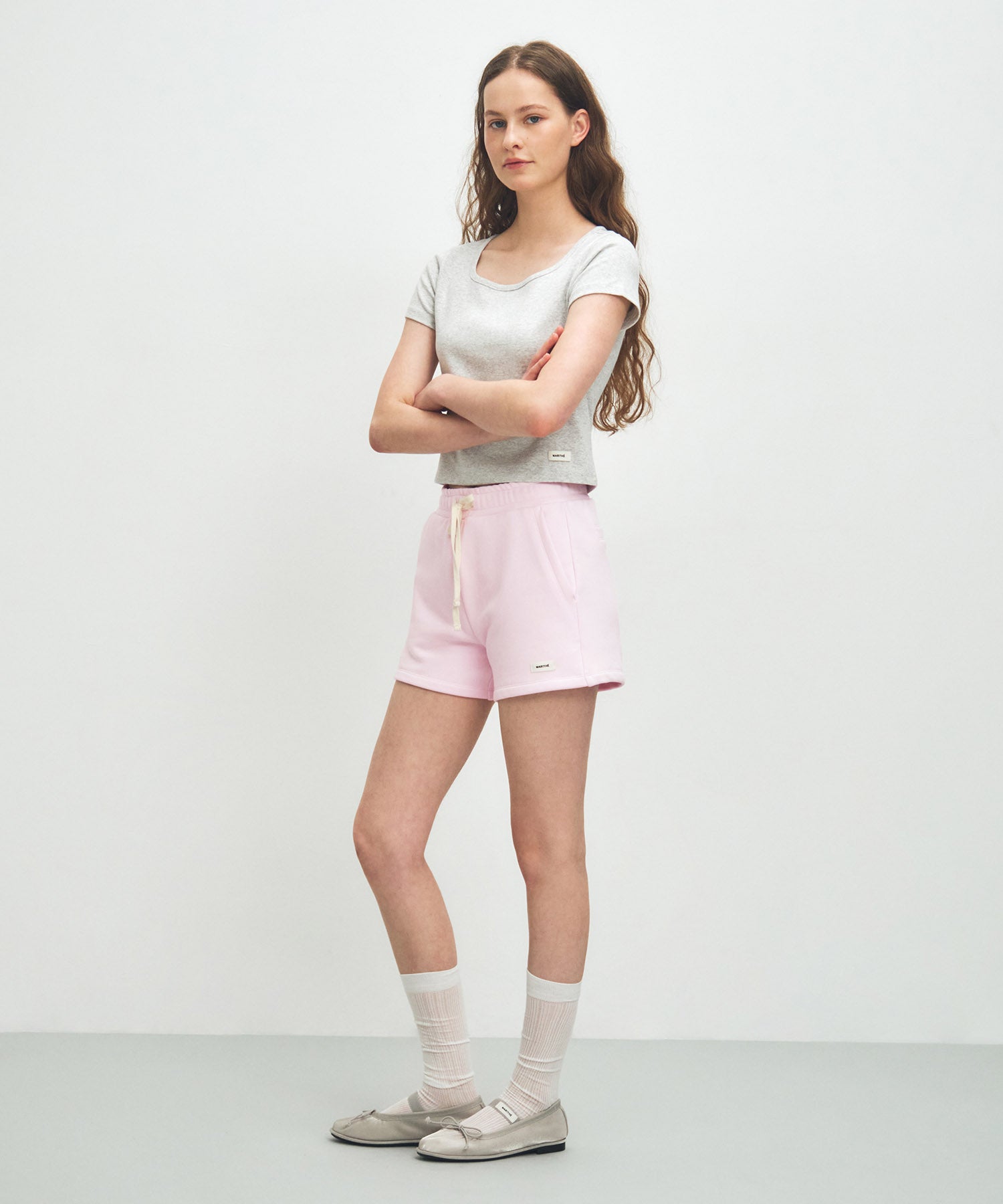 Marithe & Francois Girbaud - Basic Sweat Shorts (Light Pink) product image 4 | TRAB K-Fashion Australia