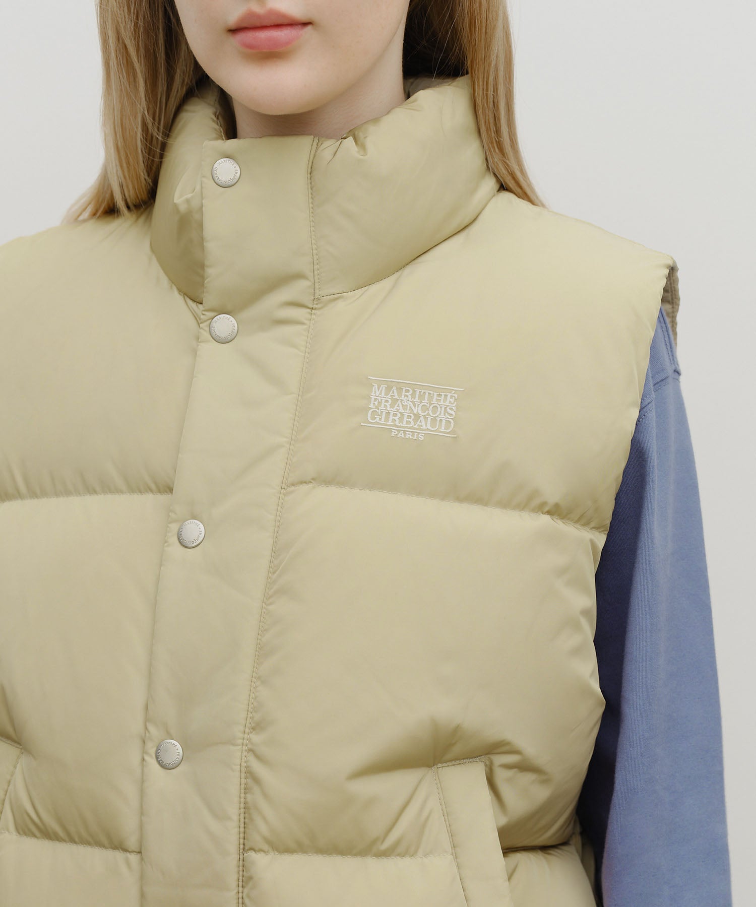 Marithe & Francois Girbaud - Classic Logo Down Vest (Beige) product image 4 | TRAB K-Fashion Australia