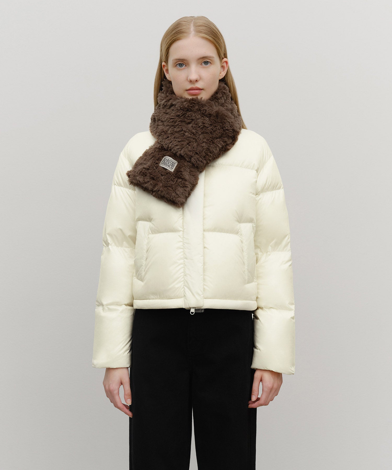Marithe & Francois Girbaud - Classic Logo Fur Muffler (Brown) product image 4 | TRAB K-Fashion Australia