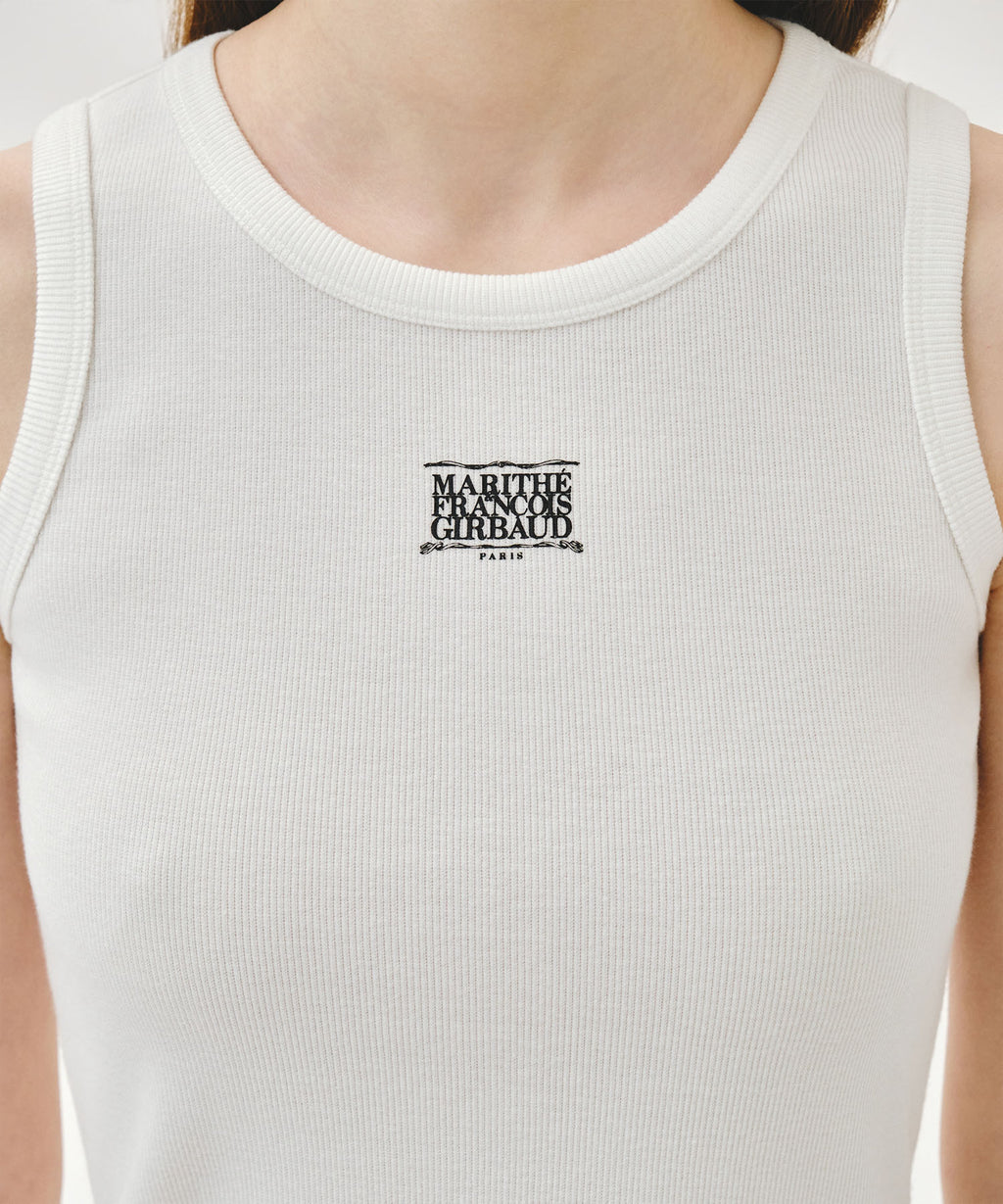 Marithe & Francois Girbaud - [Pre-order – Ships 2 Jul] Ribbon Classic Logo Sleeveless (White) product image 4 | TRAB K-Fashion Australia