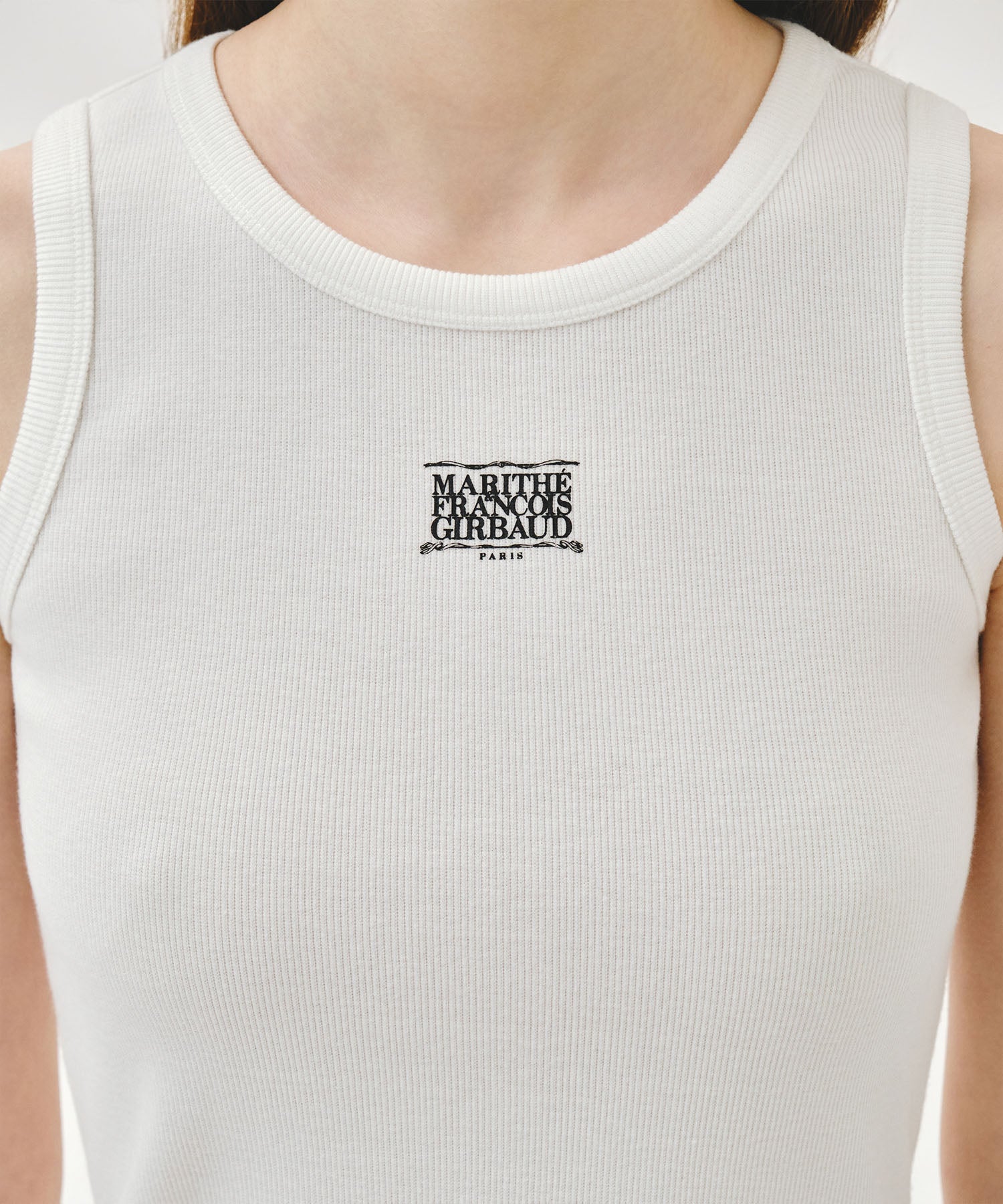 Marithe & Francois Girbaud - [Pre-order – Ships 2 Jul] Ribbon Classic Logo Sleeveless (White) product image 4 | TRAB K-Fashion Australia