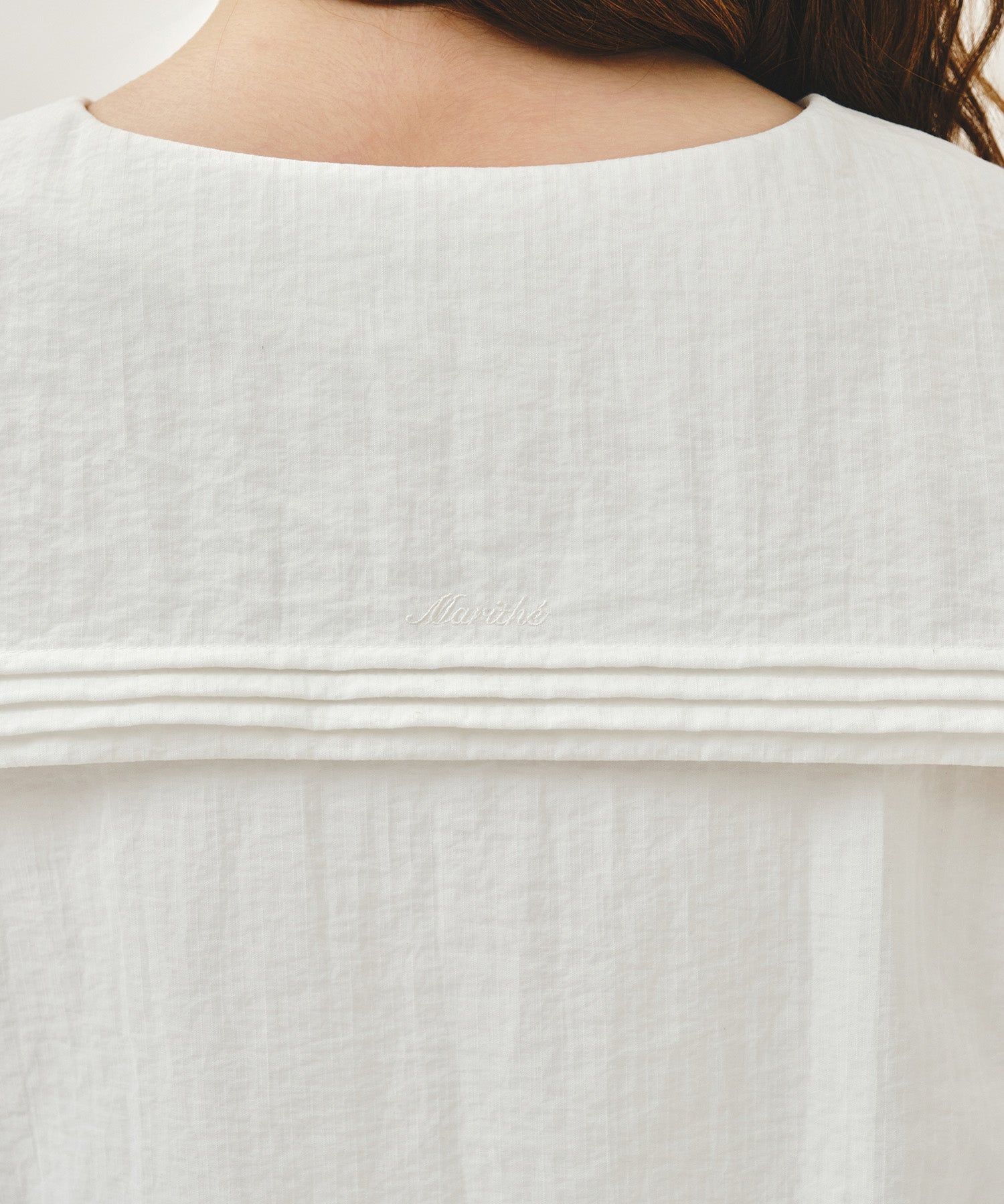 Marithe & Francois Girbaud - Pin Tuck Sailor Half Sleeve Shirt (White) product image 4 | TRAB K-Fashion Australia
