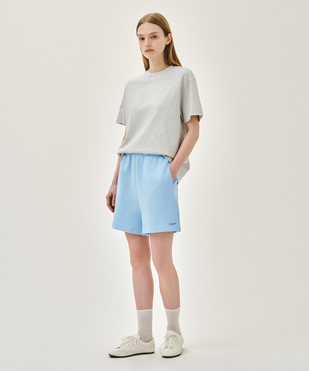 Marithe & Francois Girbaud - Regular Logo Sweat Shorts (Ice Blue) product image 4 | TRAB K-Fashion Australia