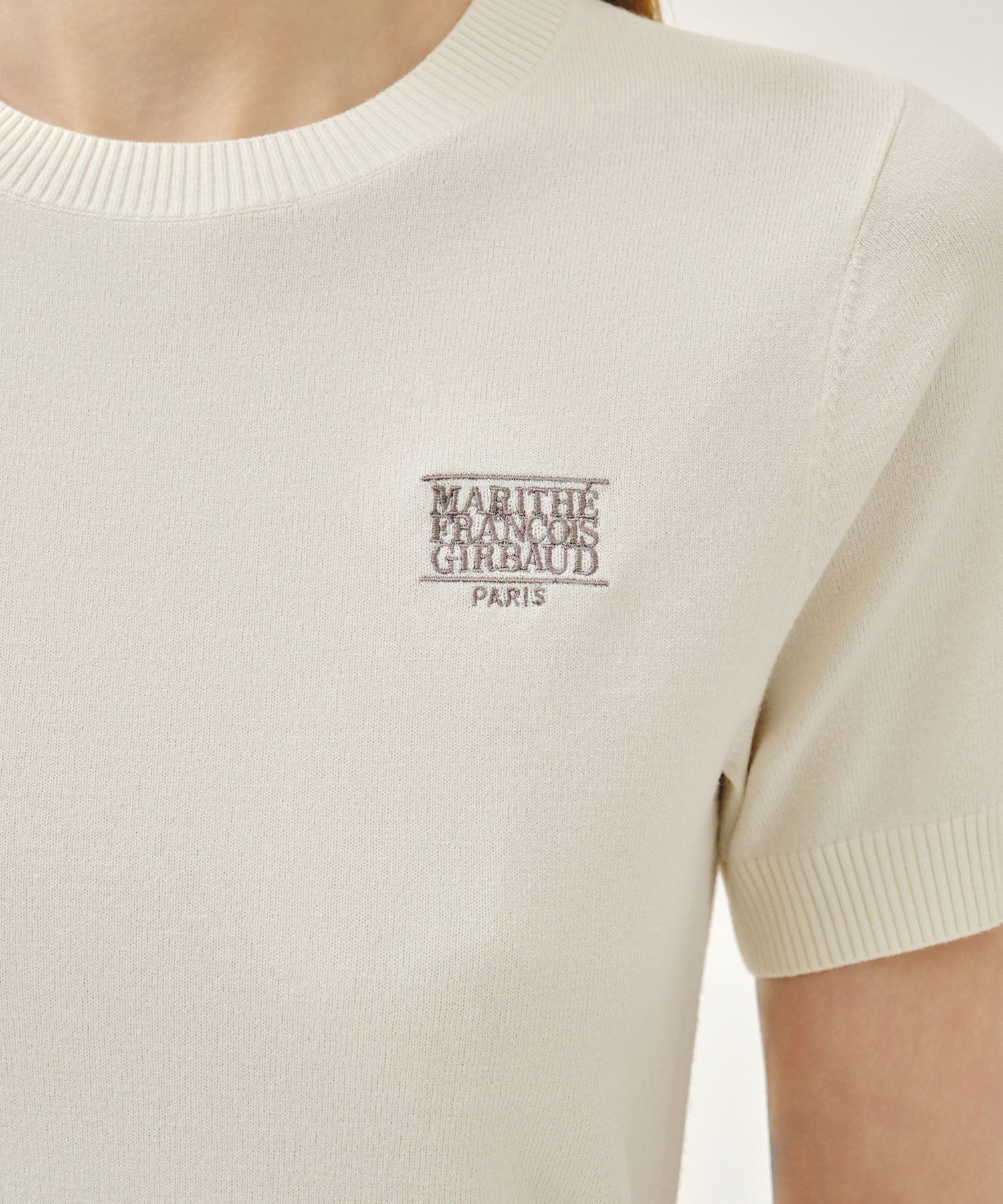 Marithe & Francois Girbaud - Small Classic Logo Half Knit Pullover (Ivory) product image 6 | TRAB K-Fashion Australia