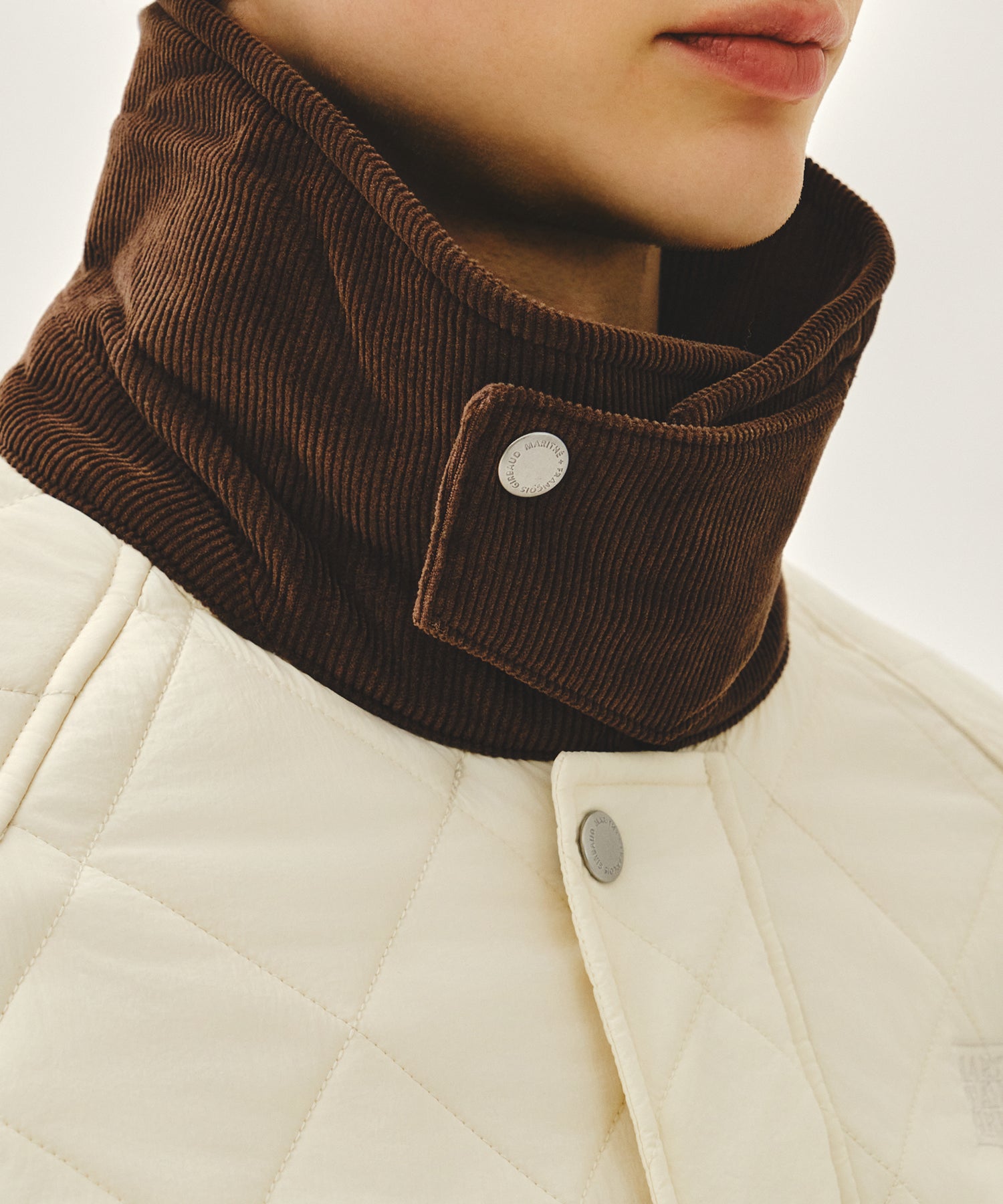 Marithe & Francois Girbaud - Corduroy Collar Quilted Jacket (Ivory) product image 4 | TRAB K-Fashion Australia