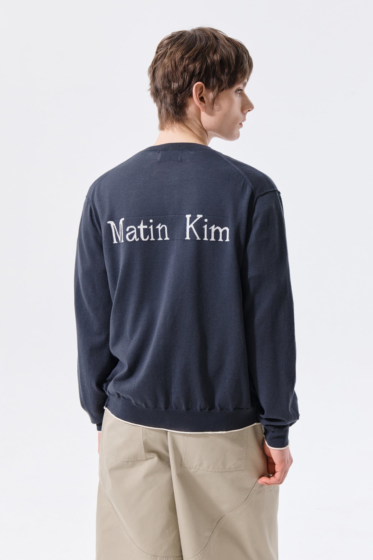 Matin Kim - Back Logo Sheer Cardigan (Charcoal) product image 12 | TRAB K-Fashion Australia