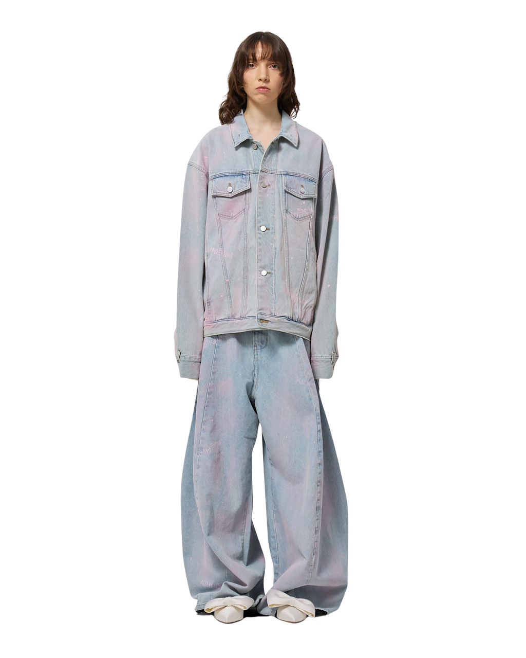 Kimhe Kim - Spray Dyed Balloon Fit Jeans (Sky Blue/Pink) product image 8 | TRAB K-Fashion Australia
