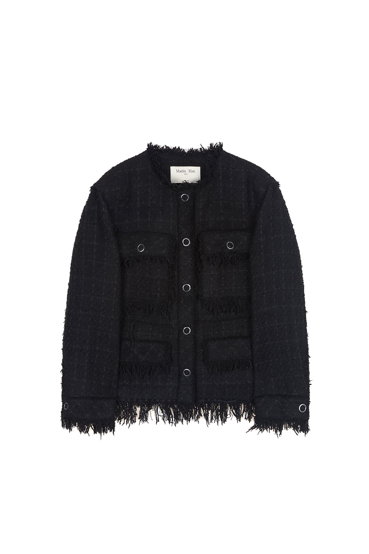 Matin Kim - Two Way Collarless Tweed Jacket (Black) product image 1 | TRAB K-Fashion Australia