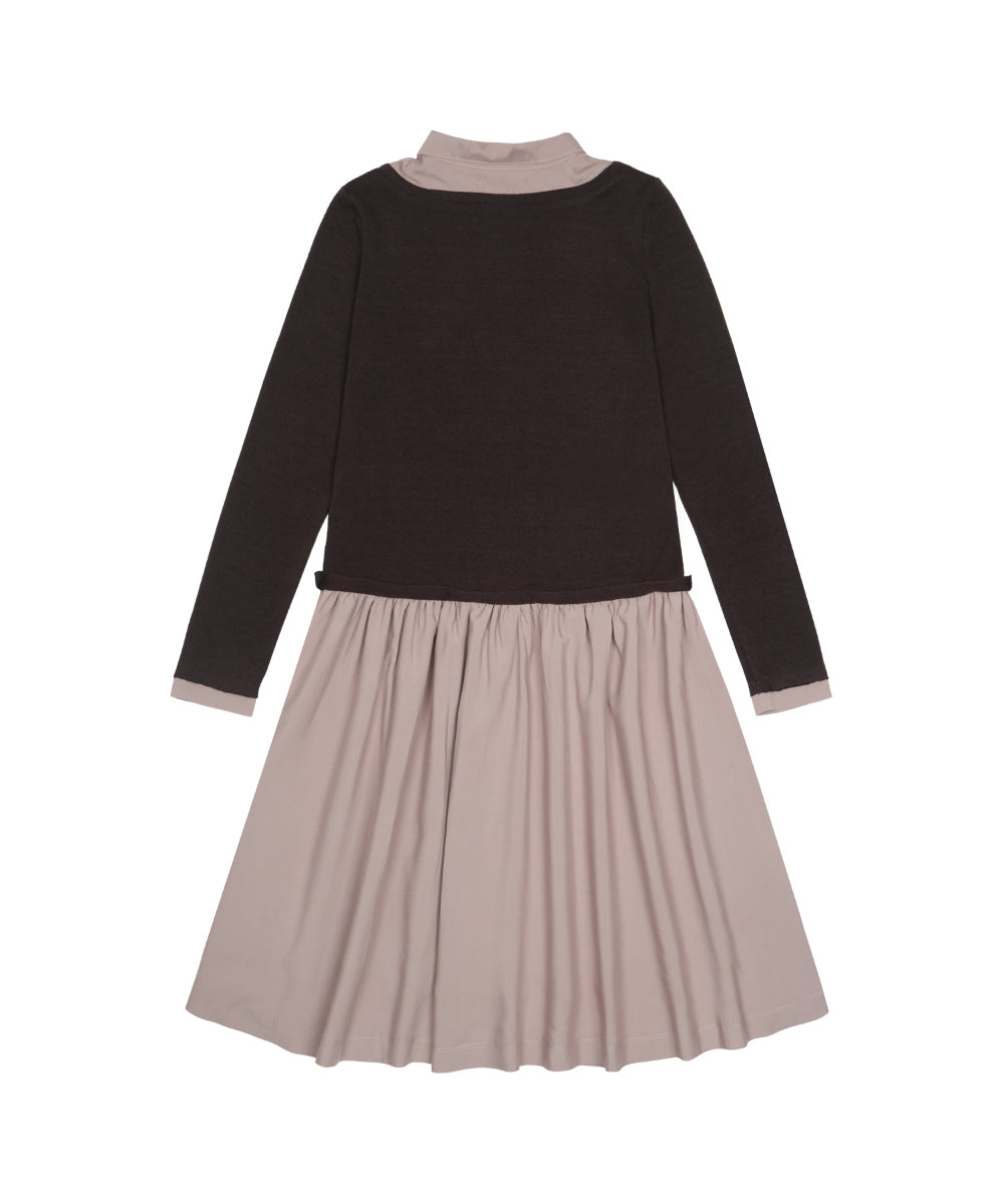 Coyseio - Layered Shirt Cardigan Shirring Dress (Dark Brown) product image 10 | TRAB K-Fashion Australia