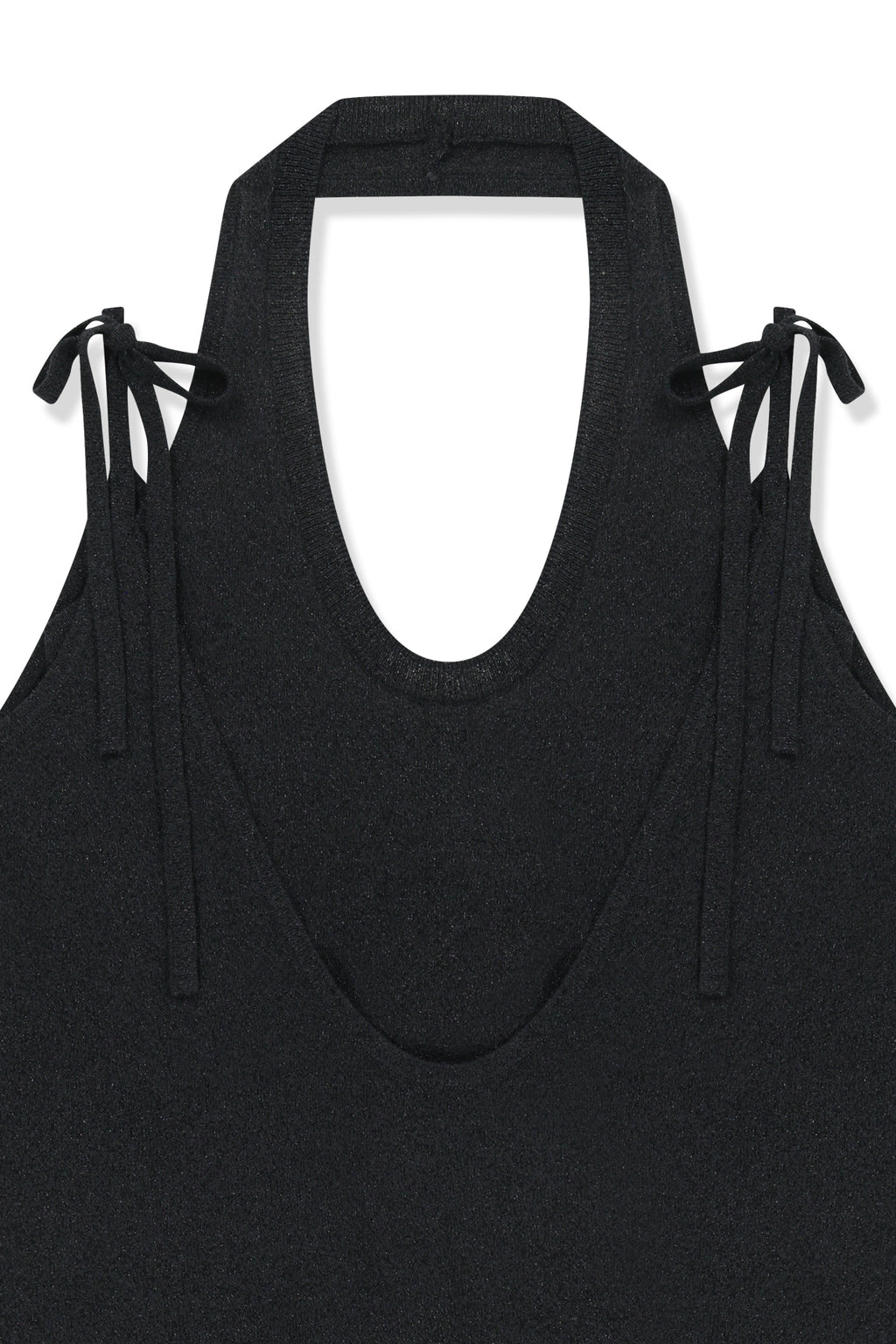 Matin Kim - Layered Tie Halter Neck Knit Top (Black) product image 3 | TRAB K-Fashion Australia