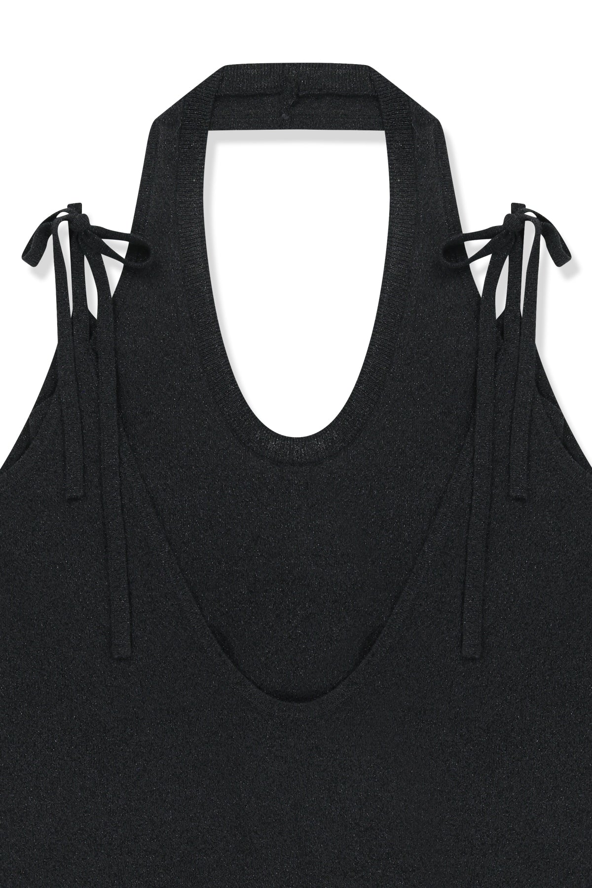 Matin Kim - Layered Tie Halter Neck Knit Top (Black) product image 3 | TRAB K-Fashion Australia