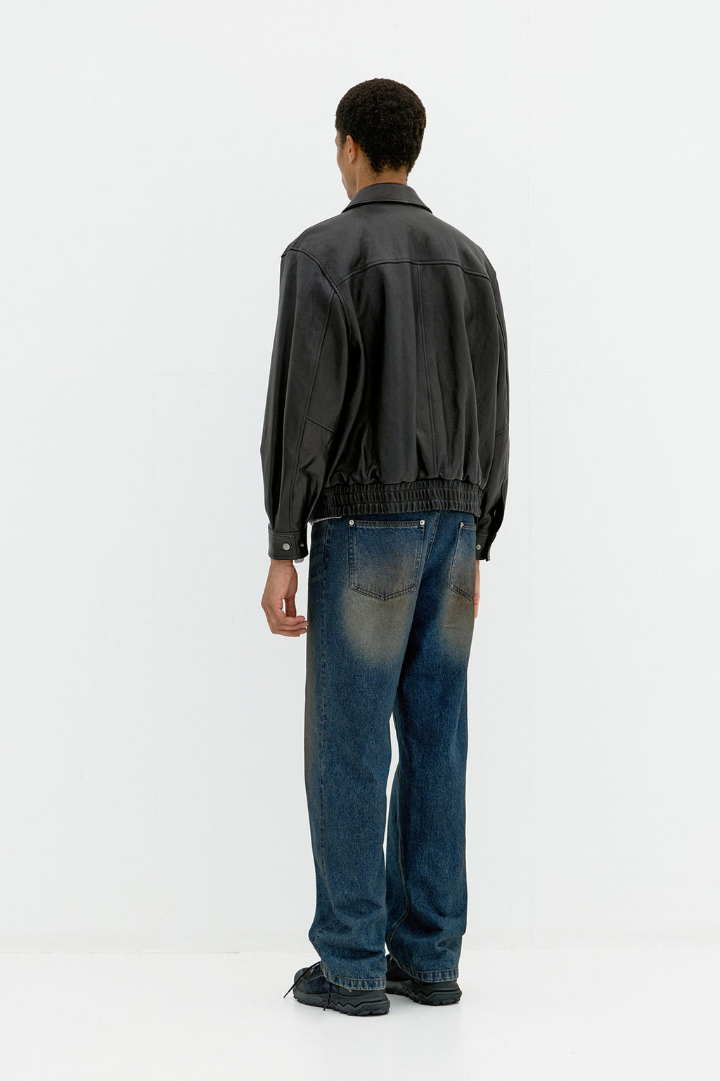 Coor - Vegetable Leather A-2 Jacket (Black) product image 4 | TRAB K-Fashion Australia