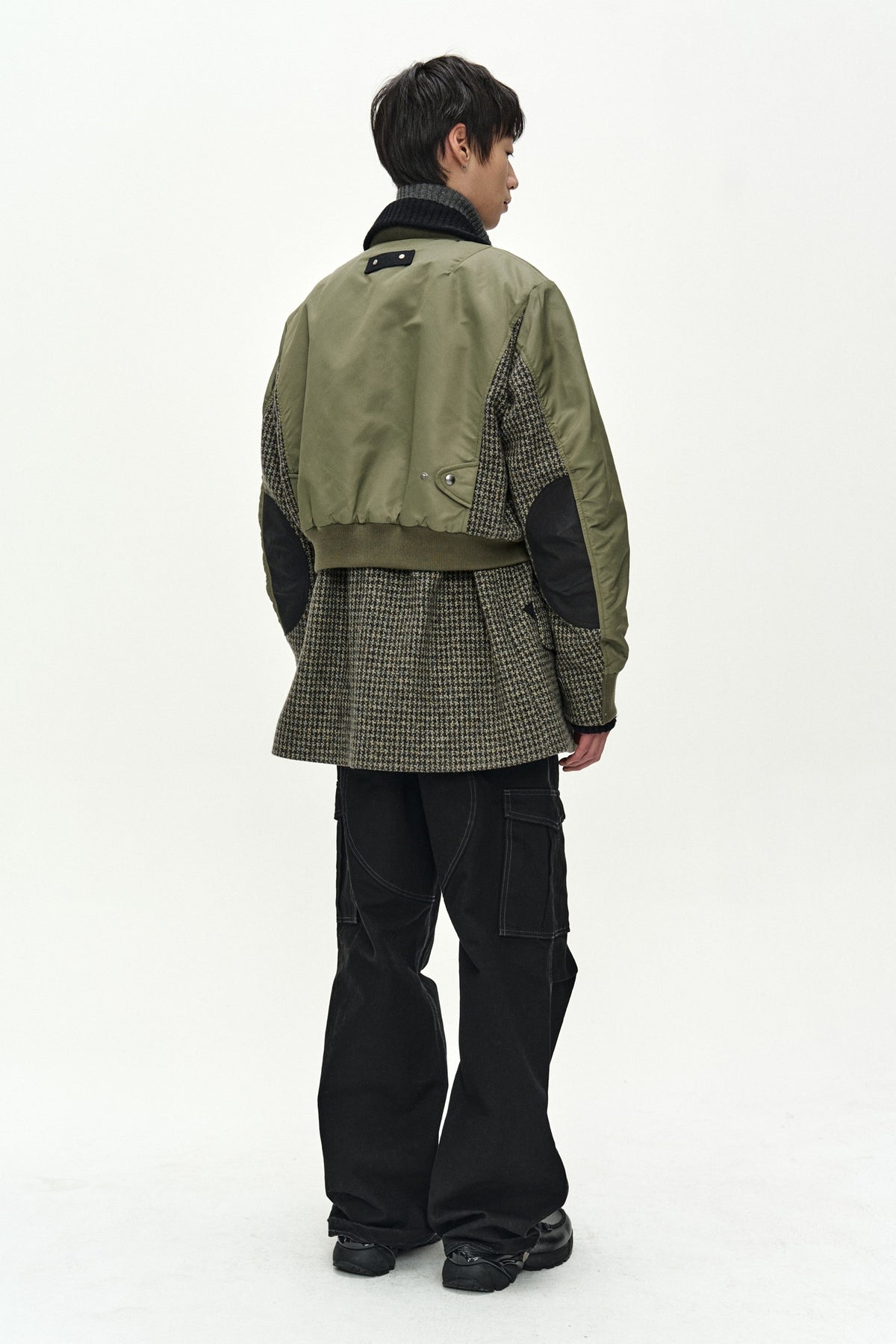 Andersson Bell - Unisex Deconstructed Layered Bomber Coat (Sage) product image 3 | TRAB K-Fashion Australia