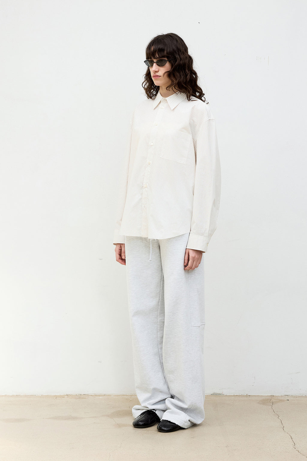 Coor - Cut-Off Stripe Shirt (Ivory) product image 3 | TRAB K-Fashion Australia