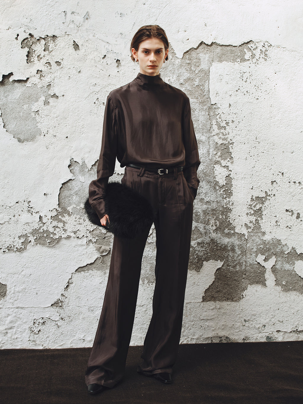 Tonywack - Liquid Flared Tailored Trousers (Grey Khaki) product image 8 | TRAB K-Fashion Australia